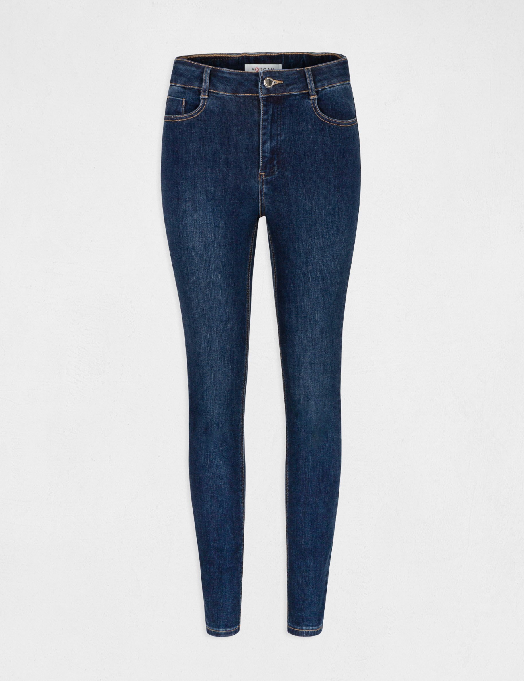 Jeans slim taille haute 7/8&egrave;me jean brut femme
