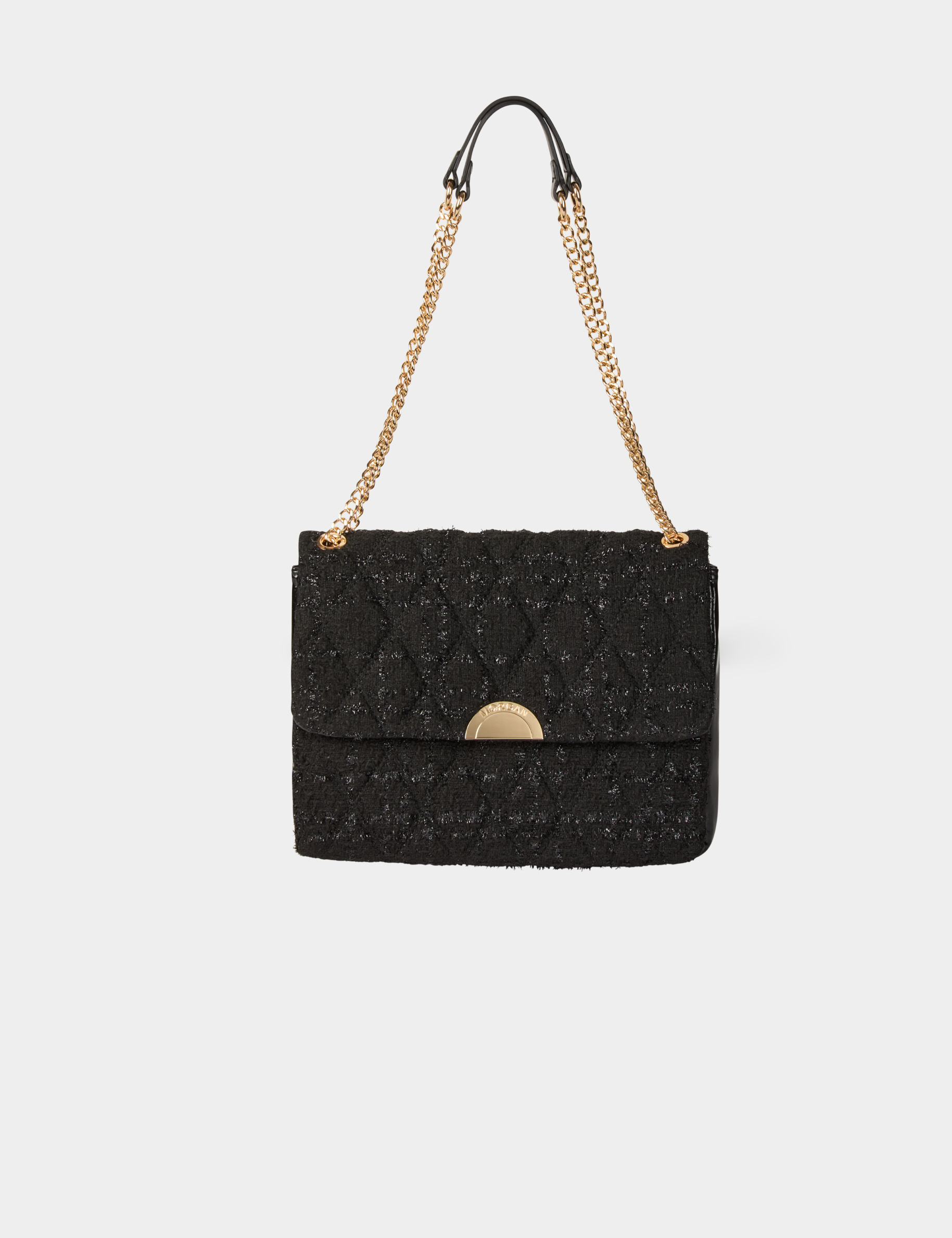 Sac tweed métallisé noir femme