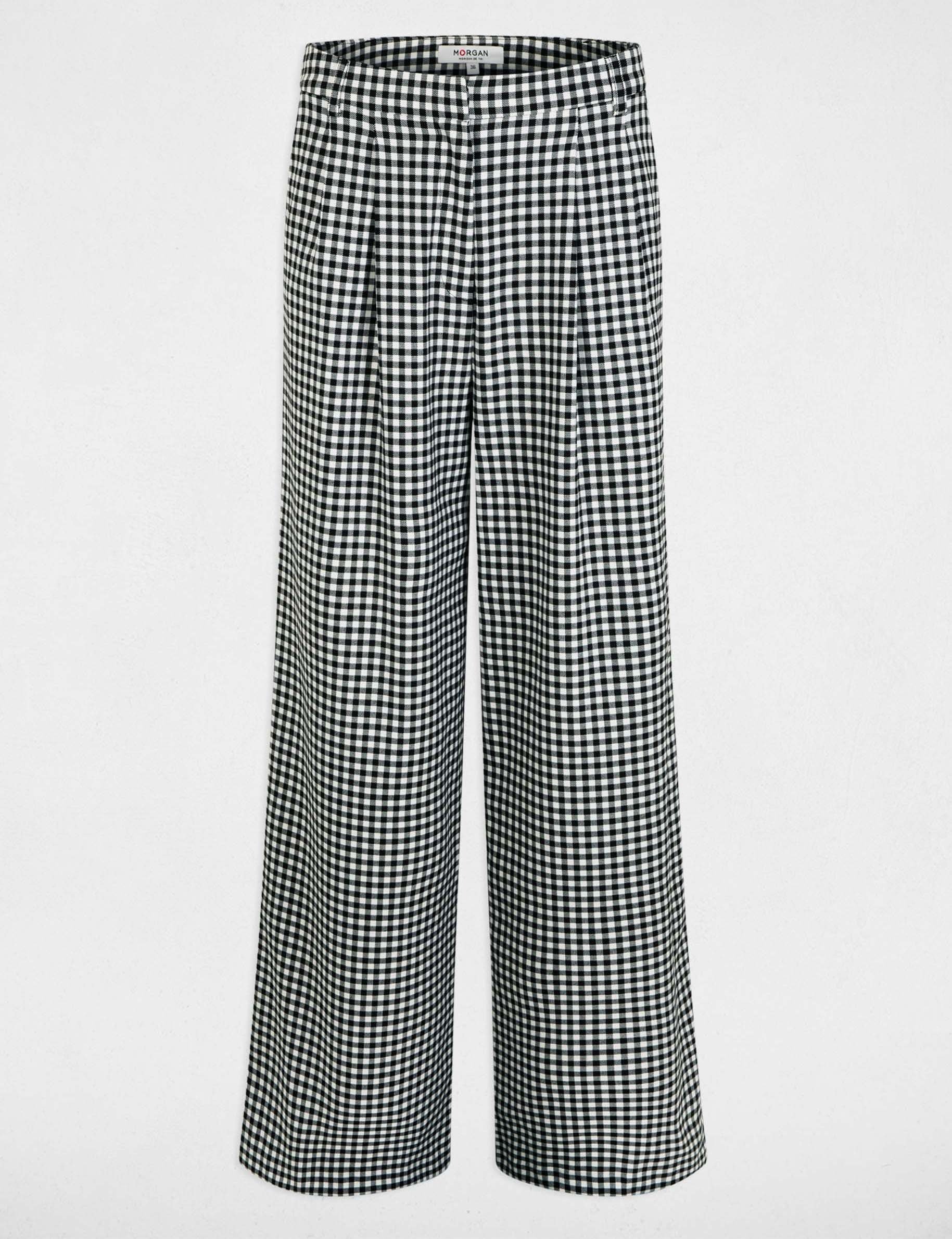 Pantalon large &agrave; plis noir femme