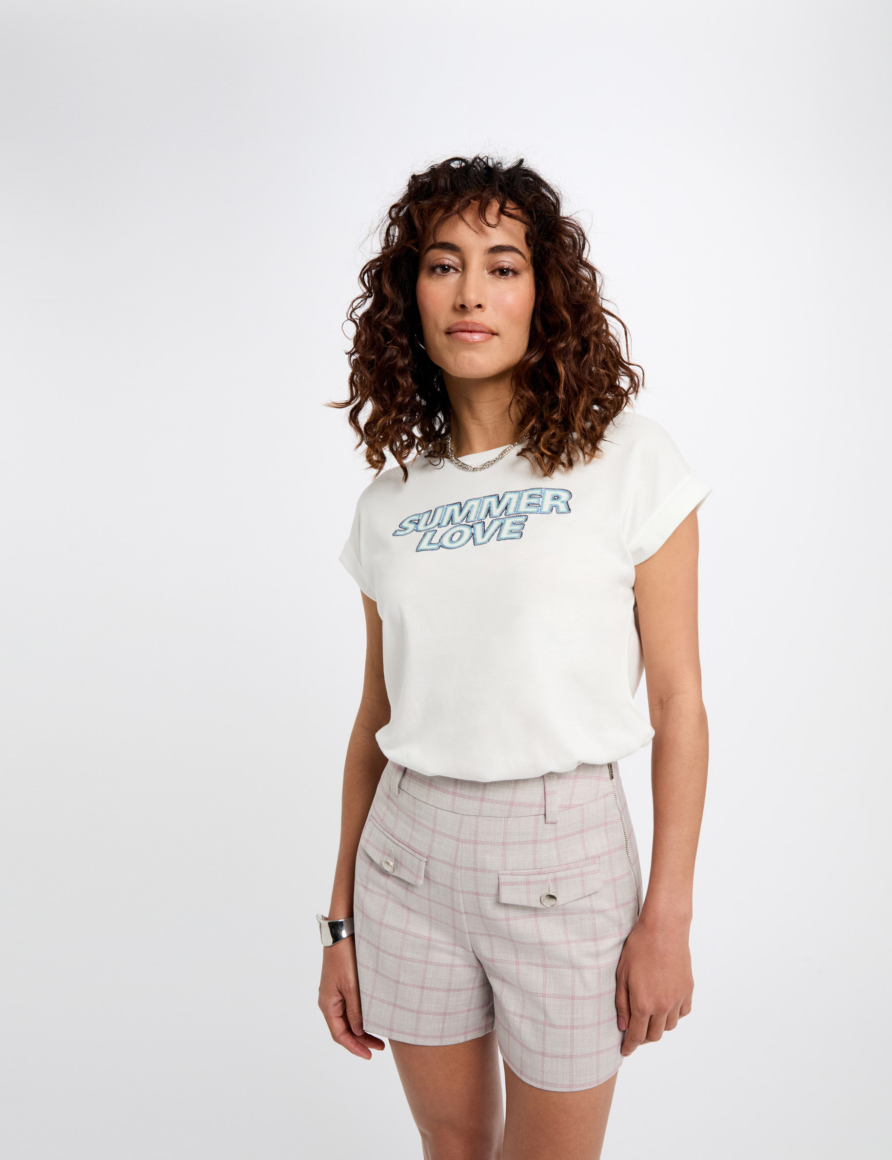 short taille haute a carreaux multicolore femme meerkleurig vrouw