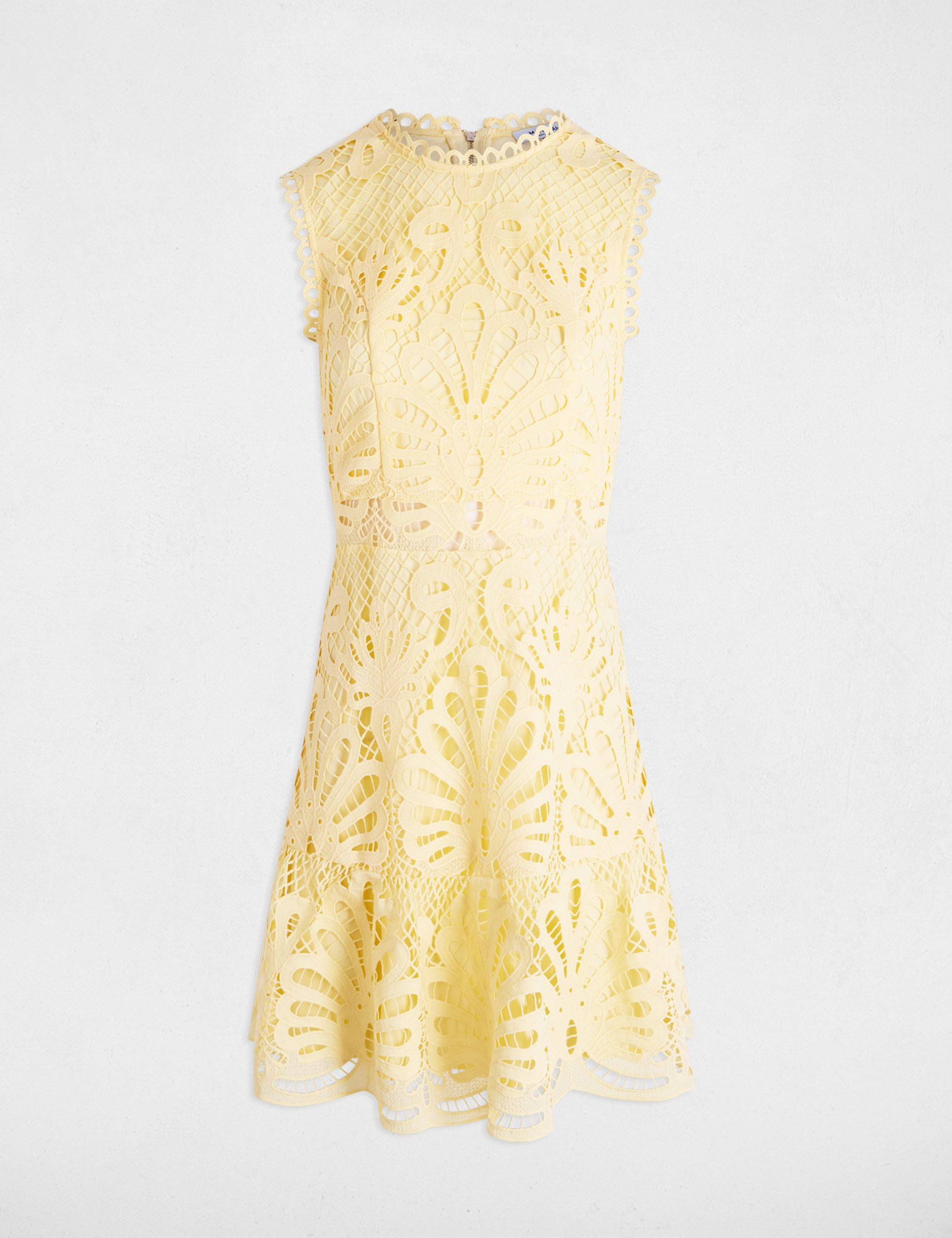 Korte kanten trapeze jurk lichtgeel vrouw