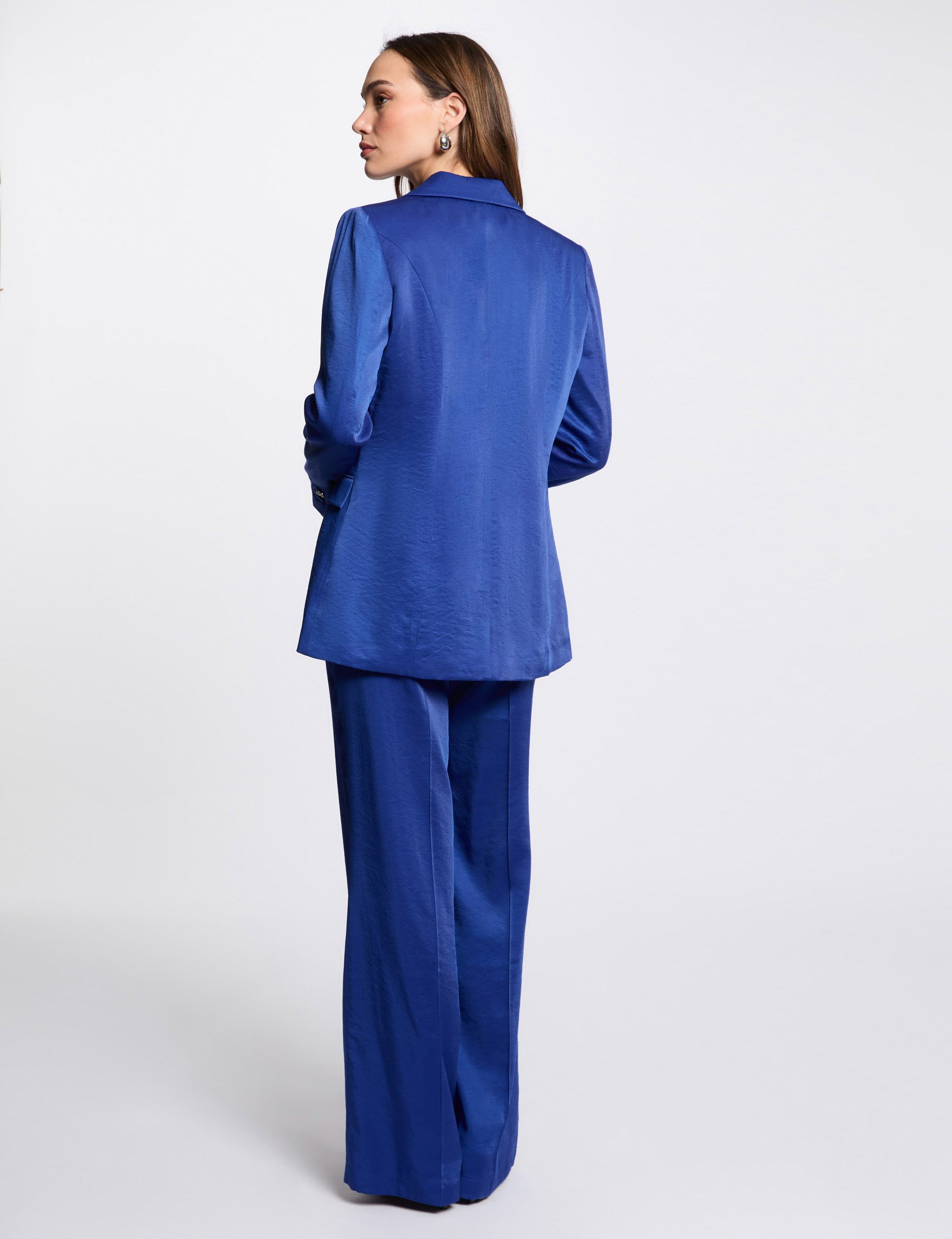pantalon droit fluide bleu electrique femme Pantalon droit fluide bleu electrique femme