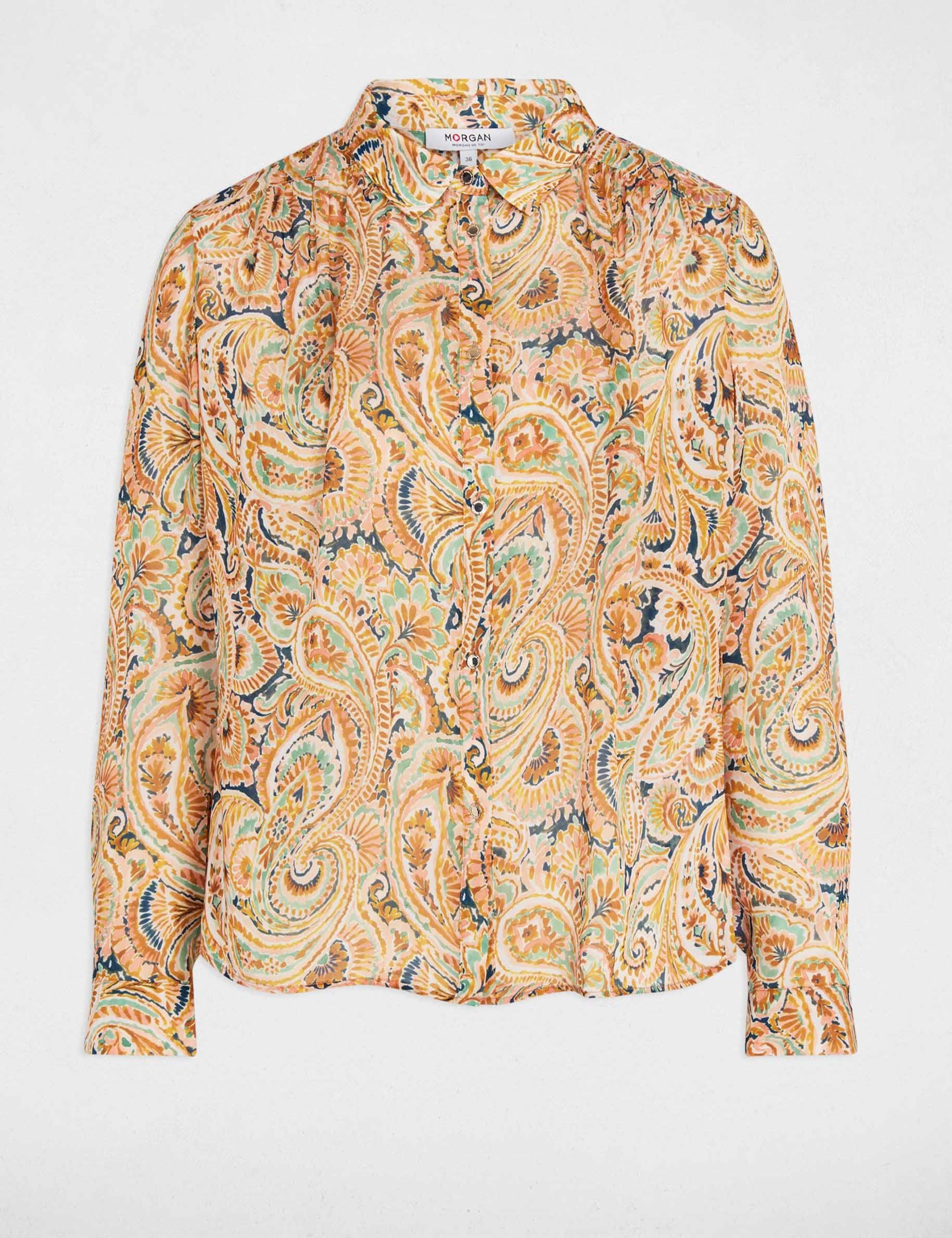 Top satin col &agrave; revers multicolore femme