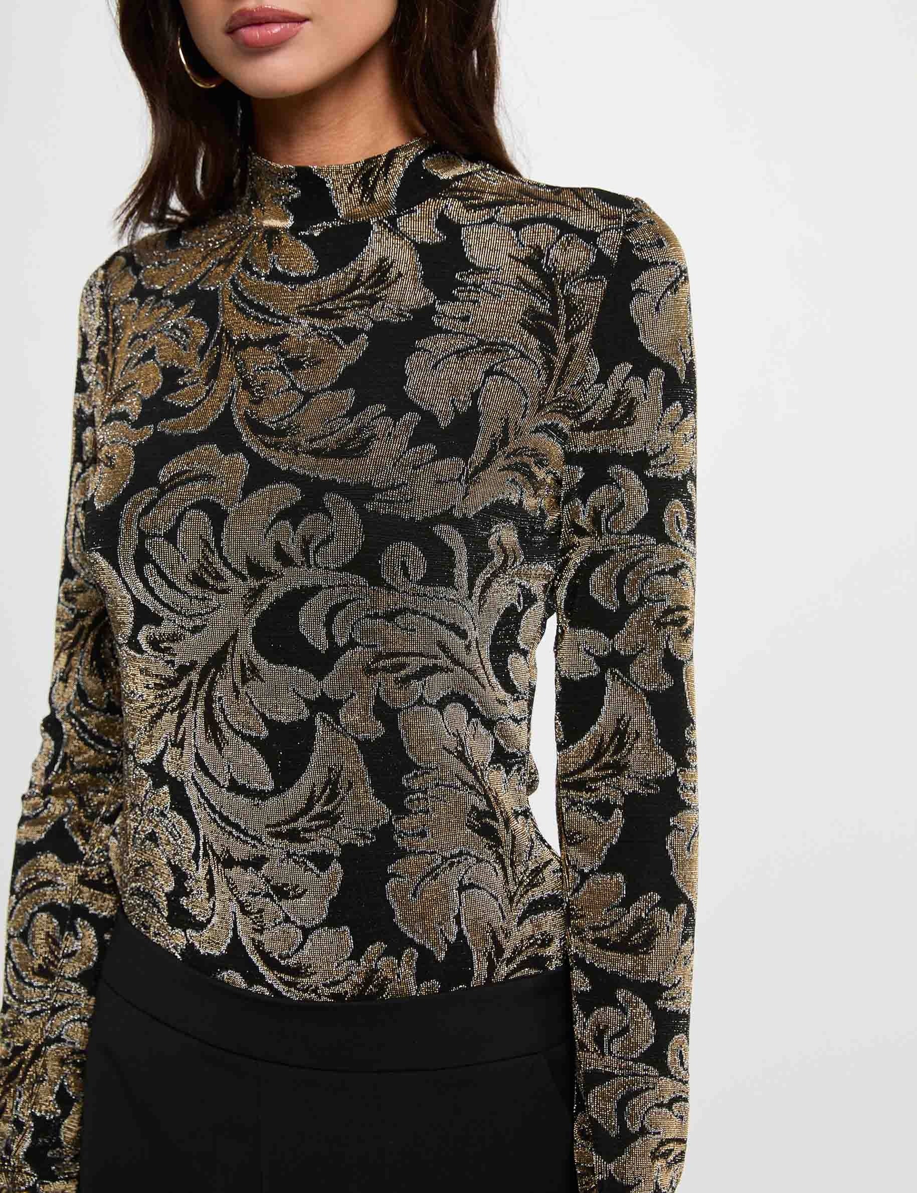 T-shirt met hoge hals zwart vrouw