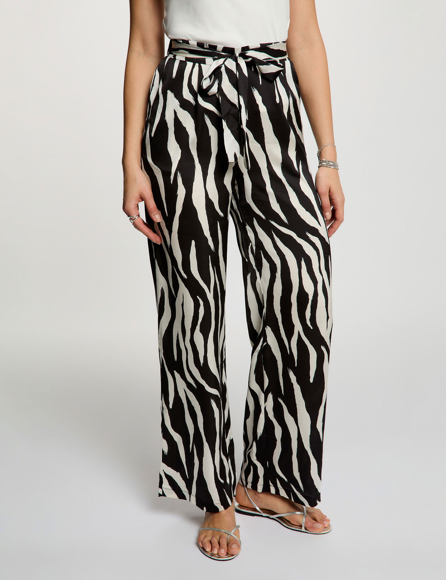 Pantalon fluide imprim&eacute; multicolore femme