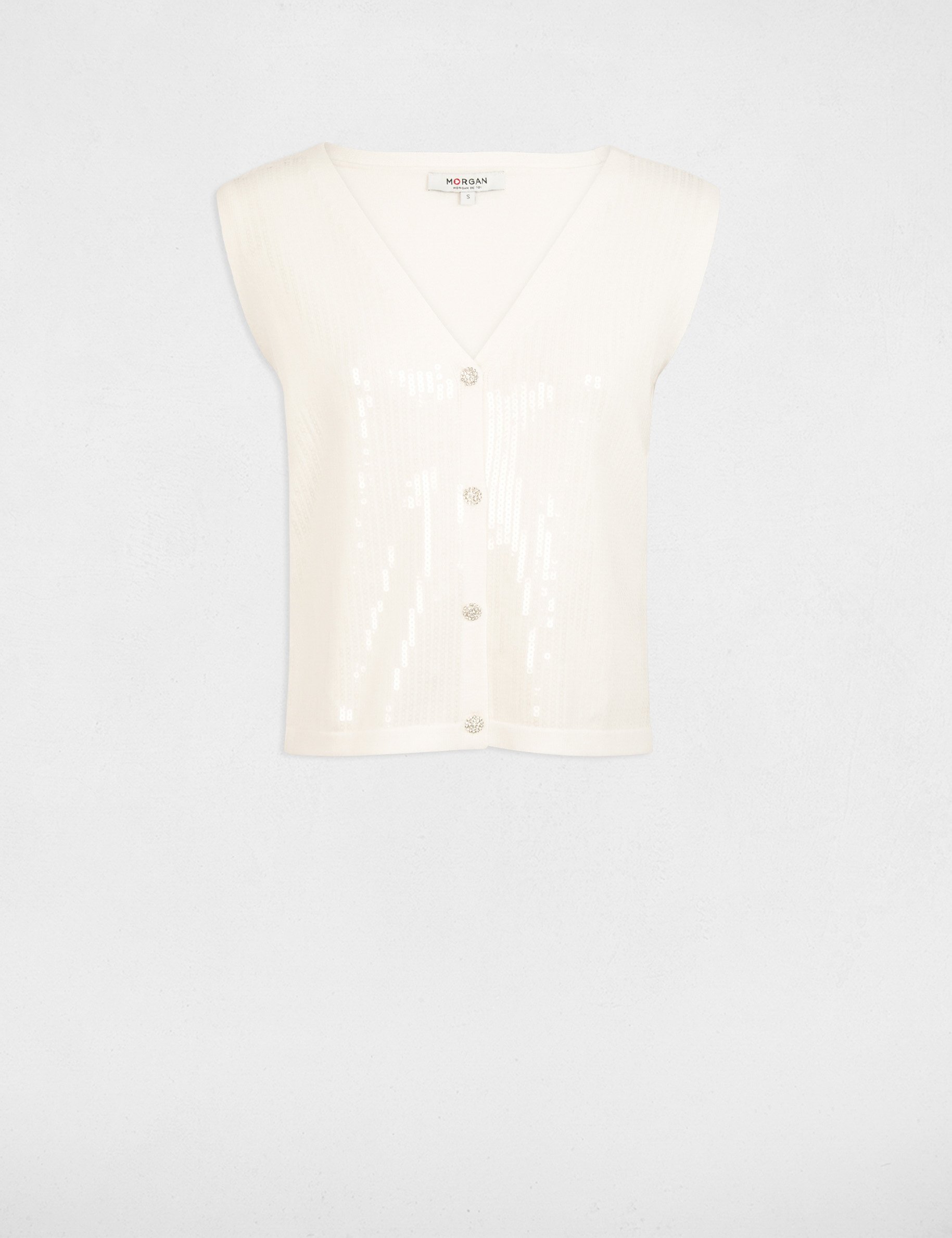 Gilet sans manches col v blanc femme