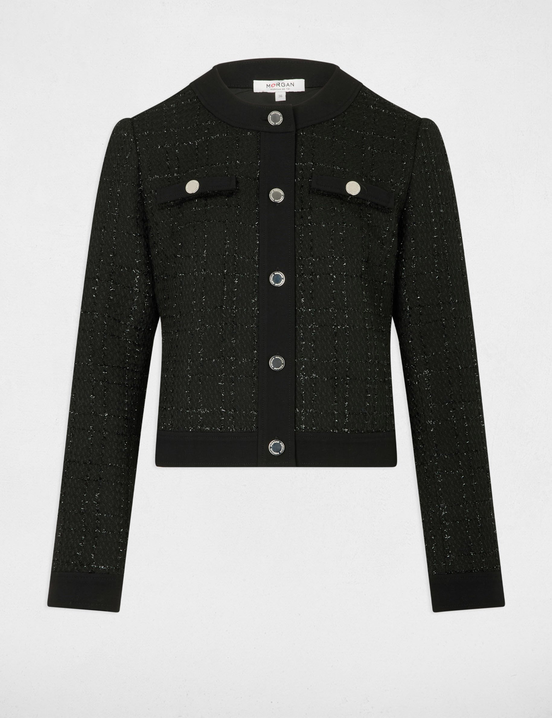 Veste courte ajustée noir femme