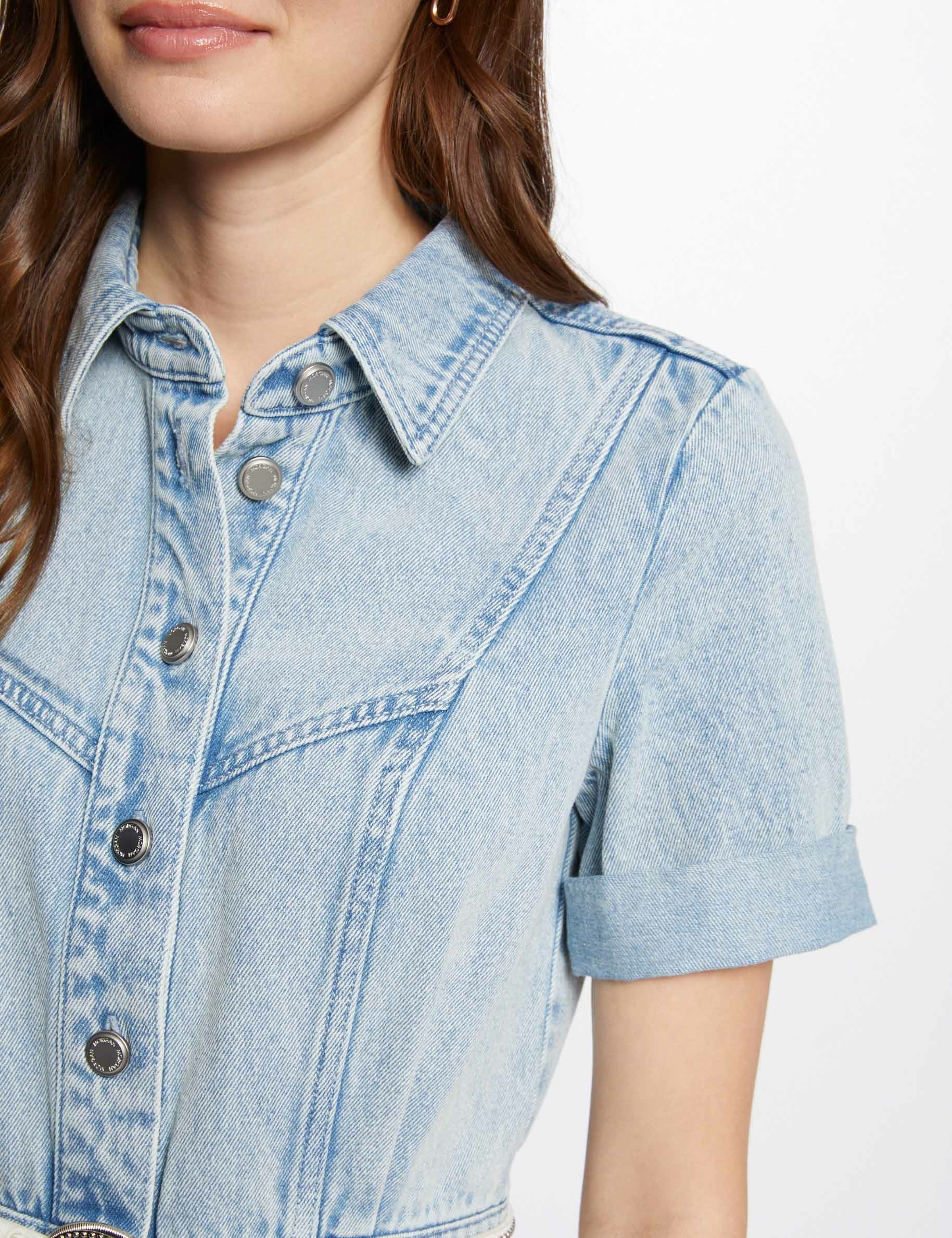 Gilet Court En Jean Pour Femme - Manches Courtes, Col V Et Poches - Style Décontracté Et Facile à Porter