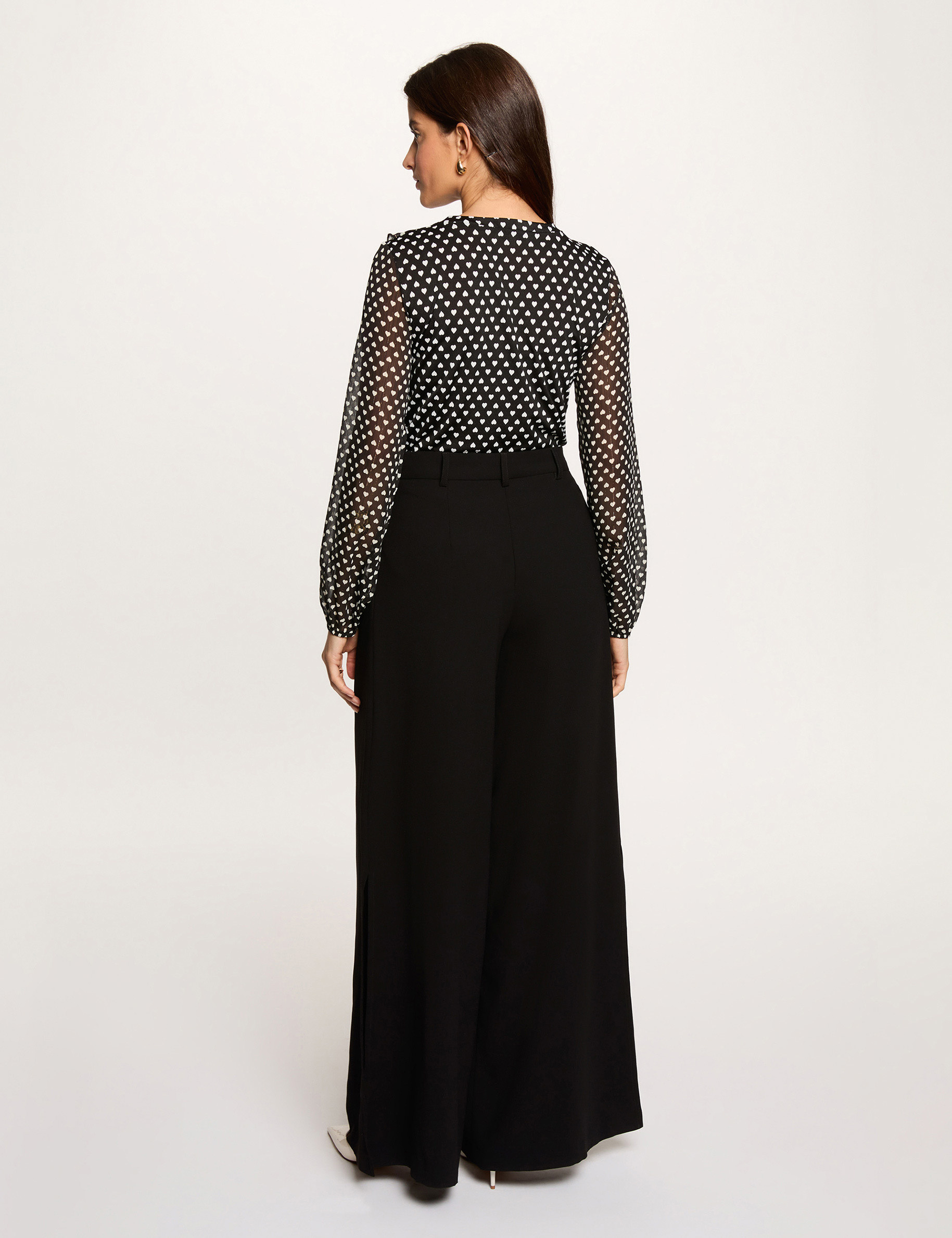 Voile blouse met v-hals zwart vrouw