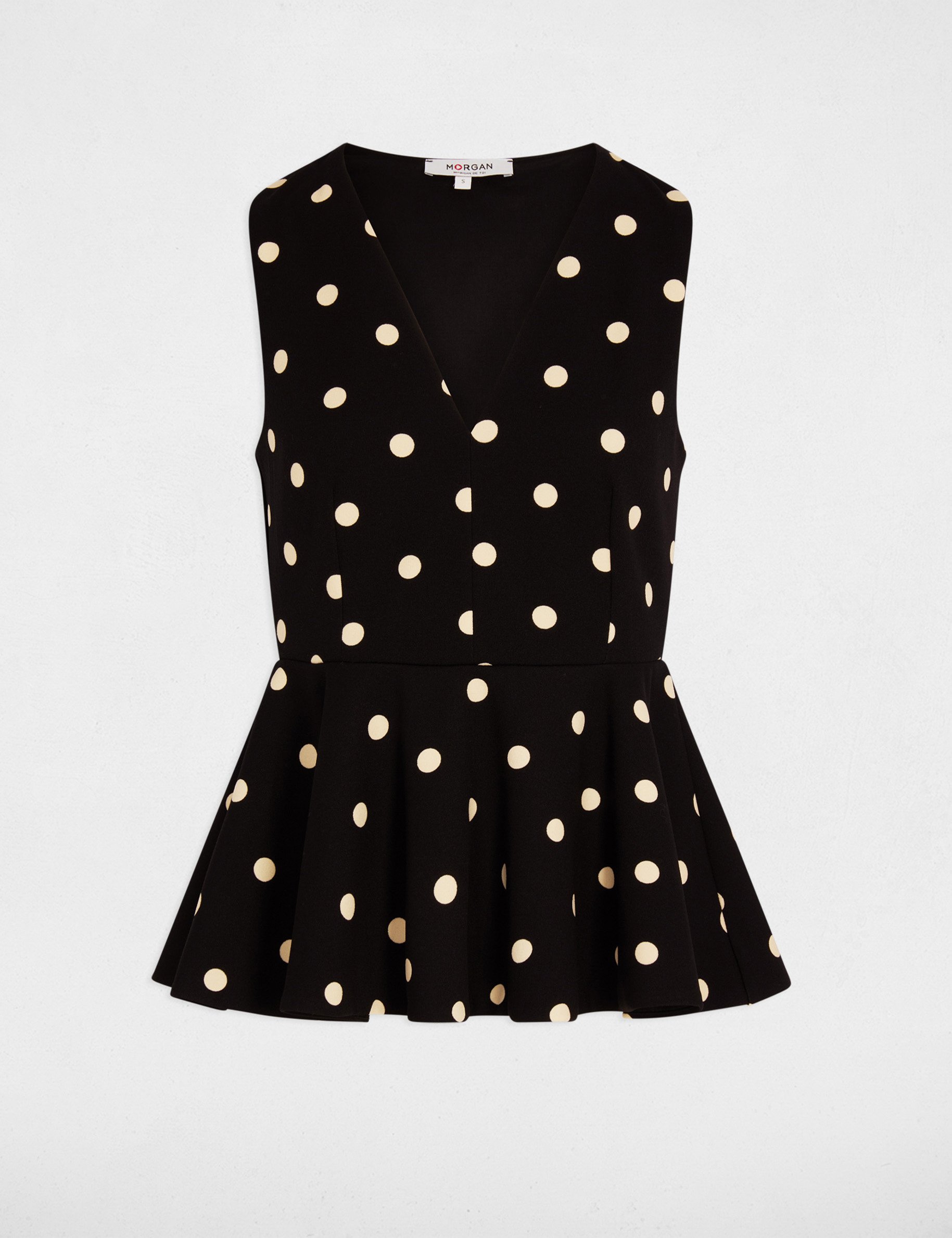 Getailleerde top met V-hals helder wit vrouw