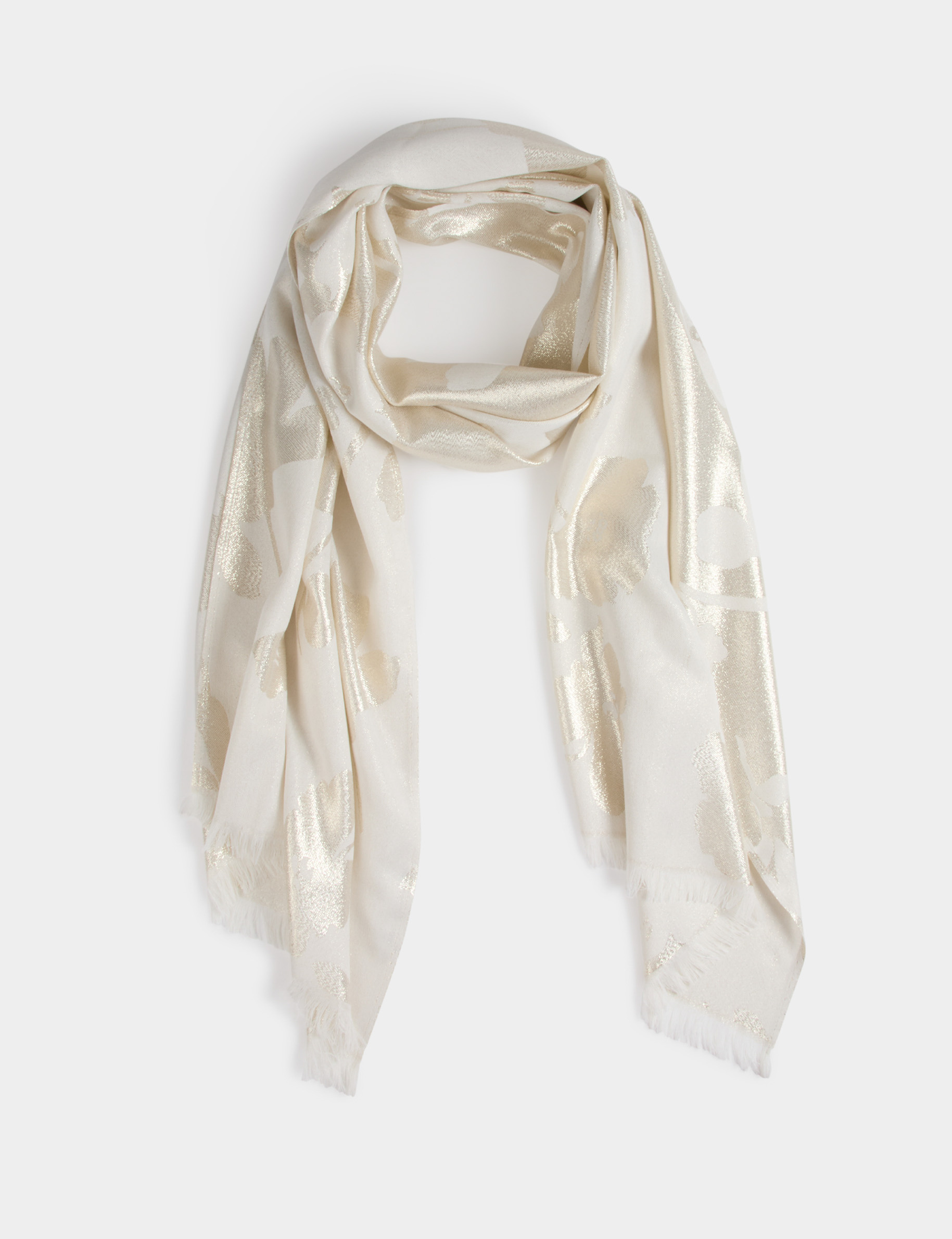 Foulard fils m&eacute;tallis&eacute;s ivoire femme