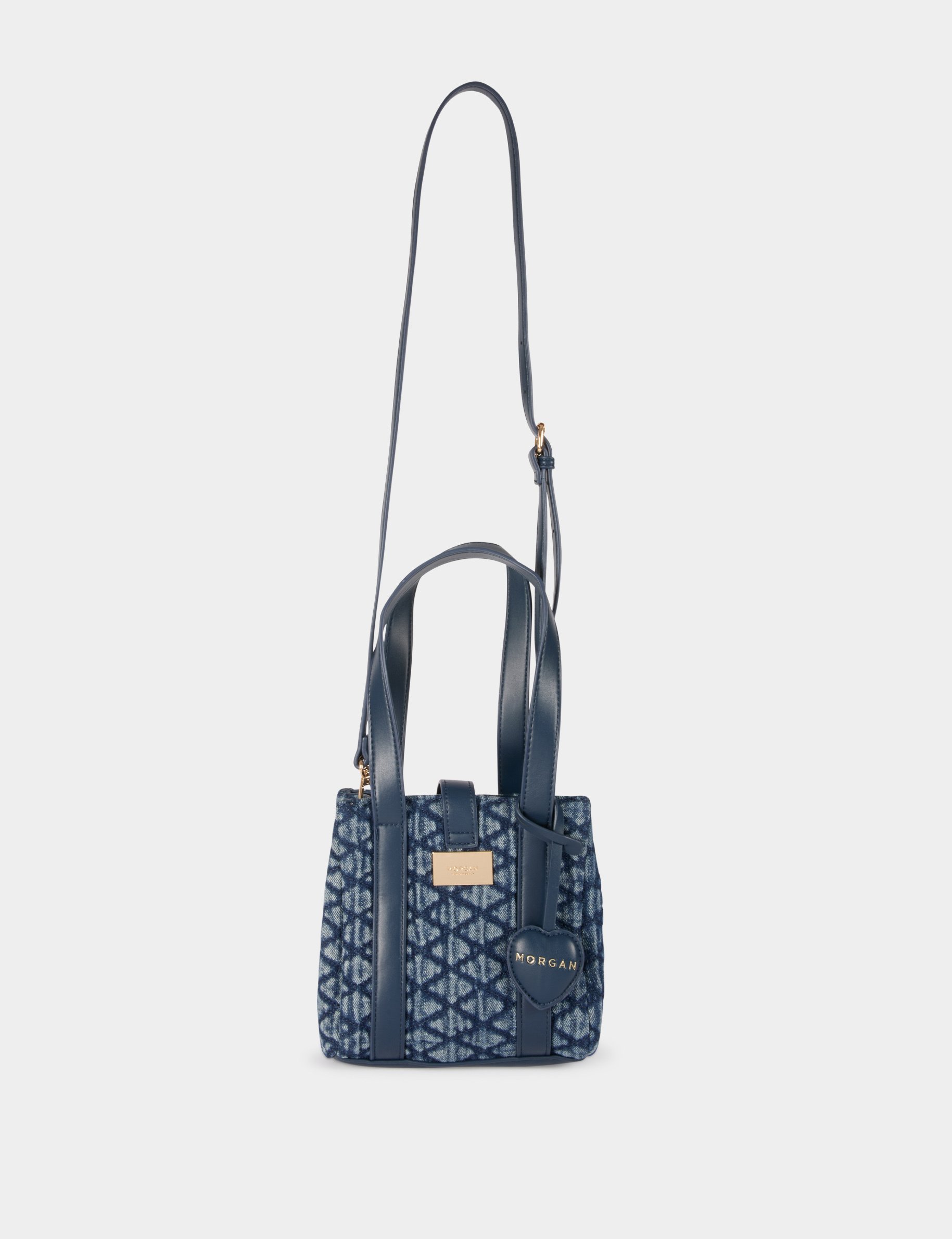 Gewatteerde shopper stone washed denim vrouw