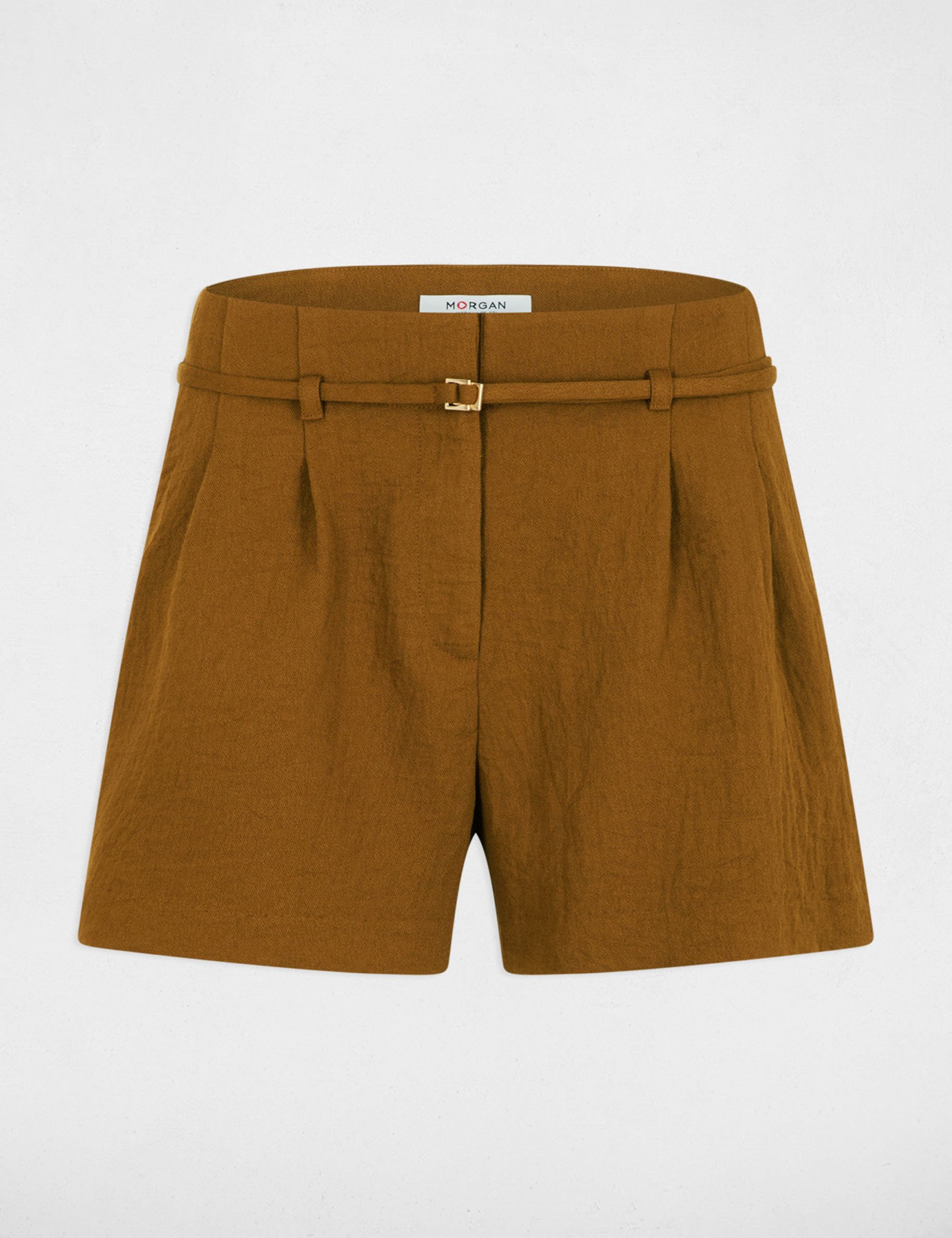 High-waist short camel vrouw