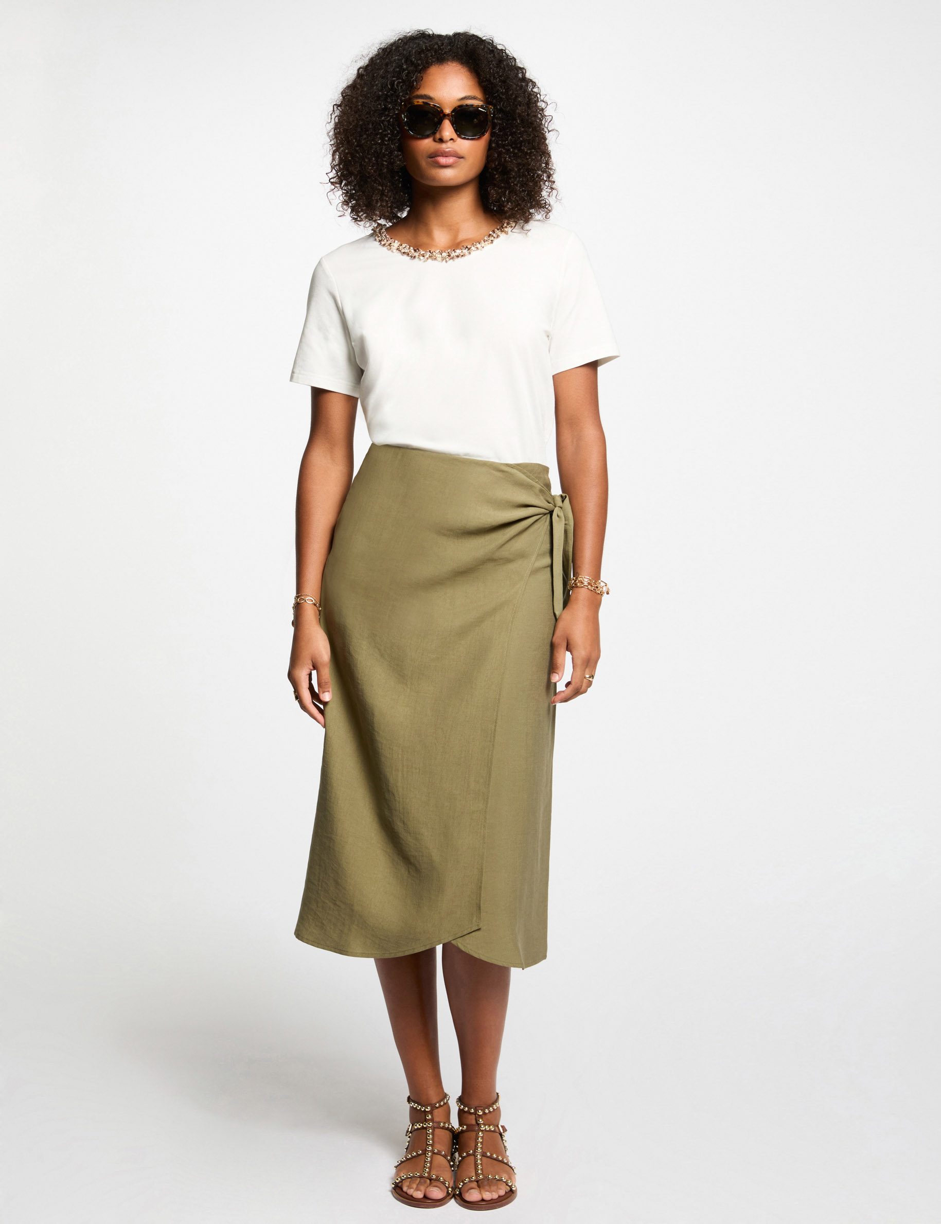 midi overslagrok brons vrouw Midi overslagrok brons vrouw