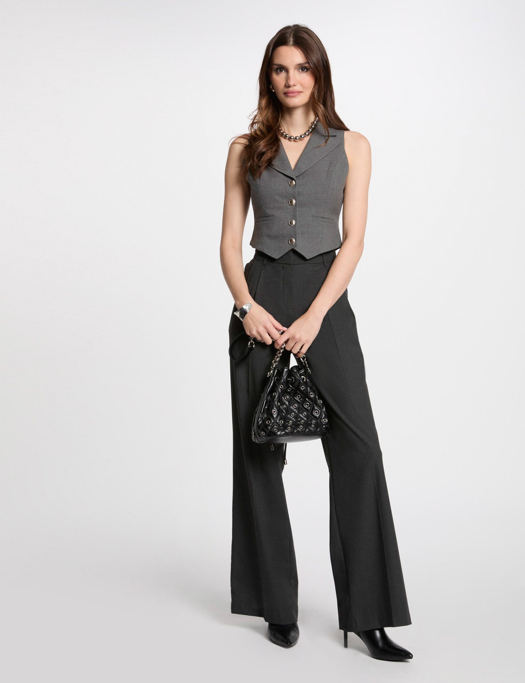 aansluitend mouwloos gilet gris clair vrouw Aansluitend mouwloos gilet gris clair vrouw