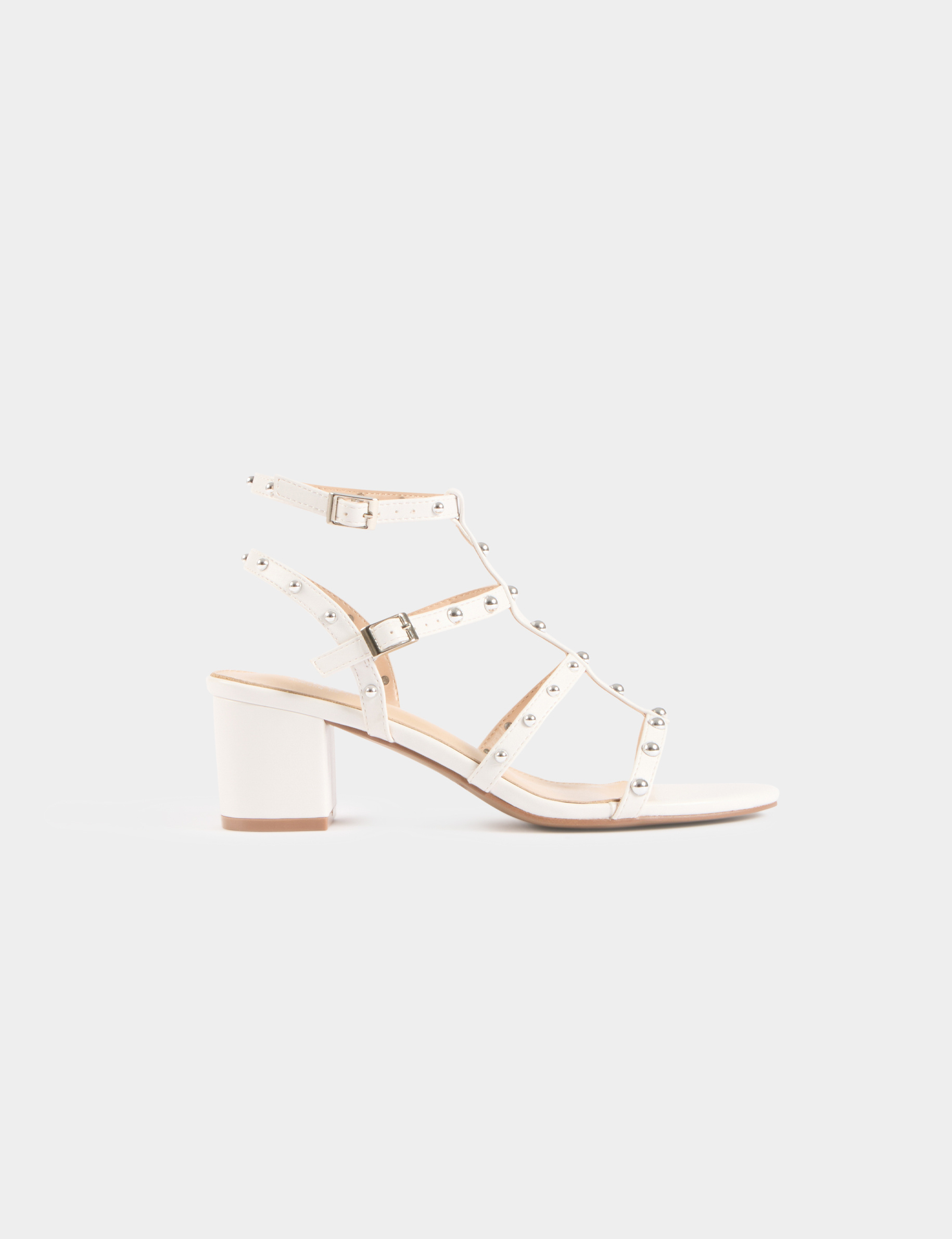 sandales a talons et clous blanc femme Sandales à talons et clous blanc femme