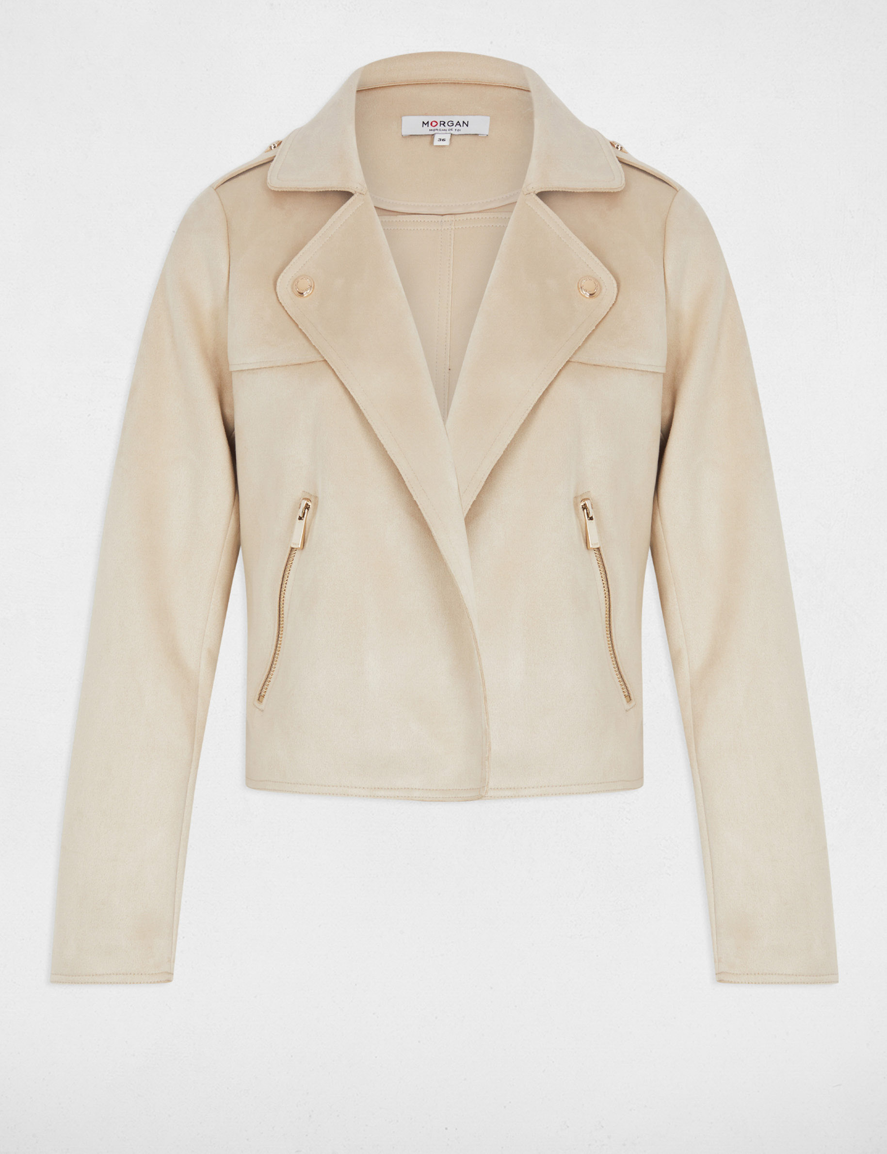 blouson court suedine marron cognac femme Blouson court suédine marron cognac femme
