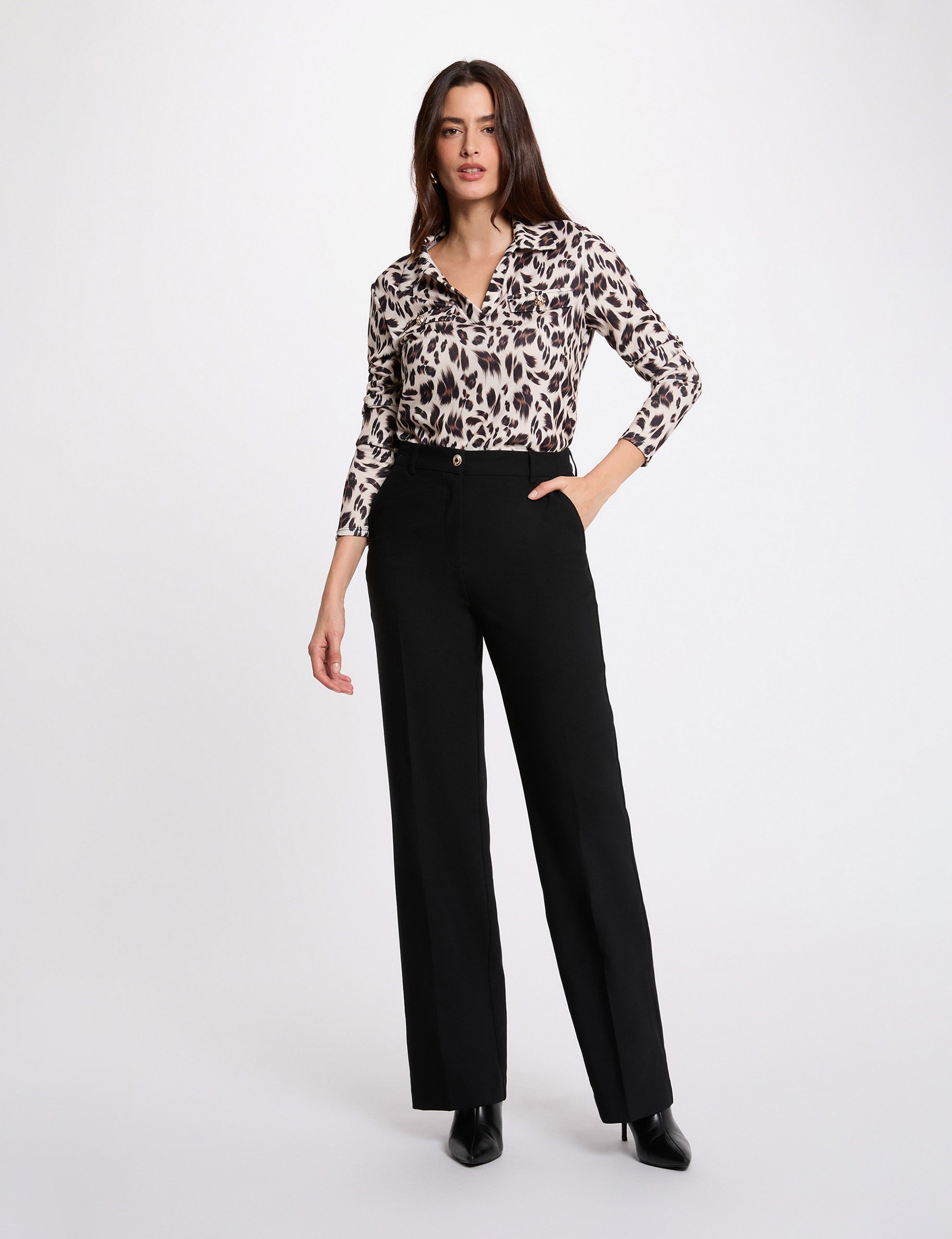 Maille légère col à revers multicolore femme