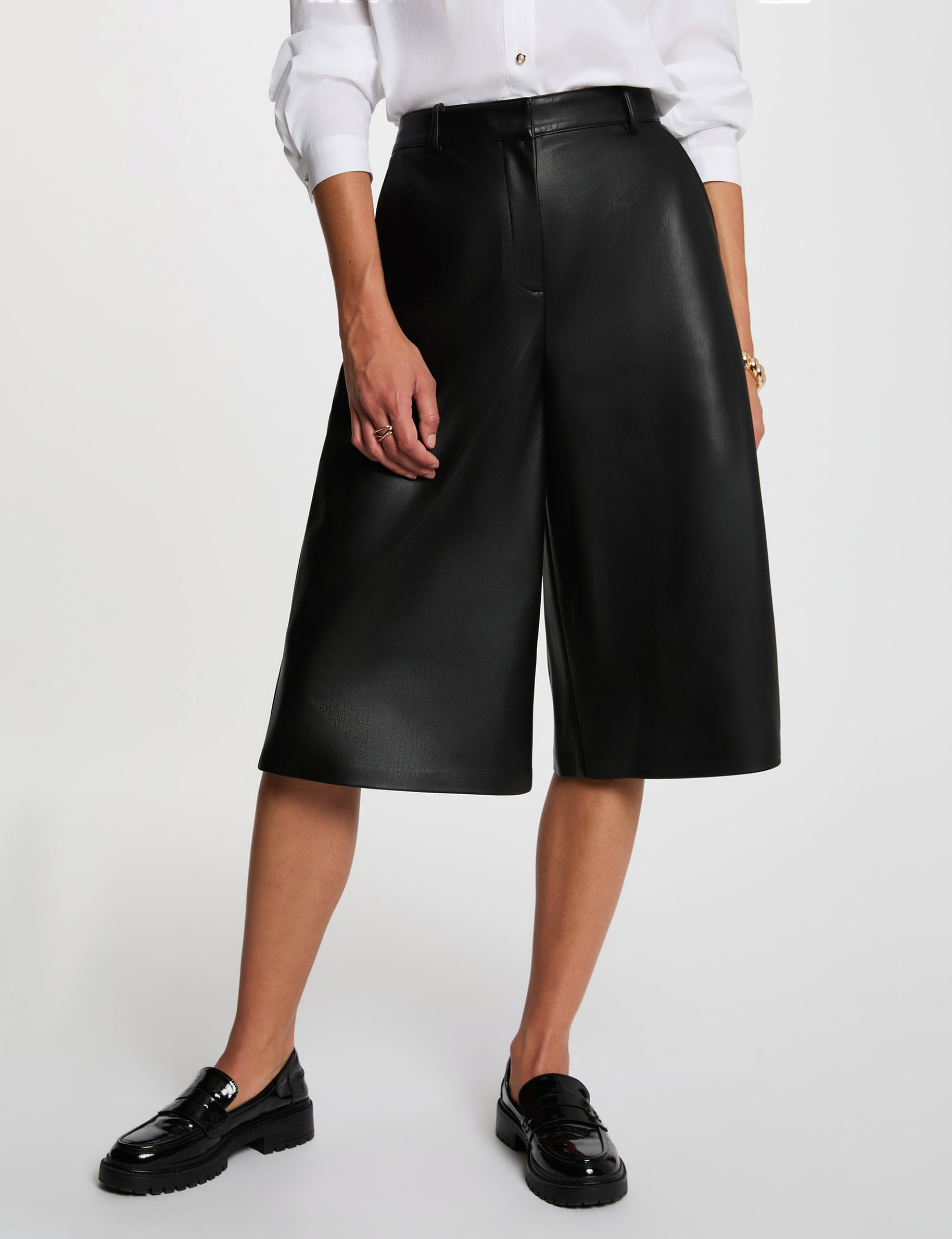 Hoge taille brede short zwart vrouw