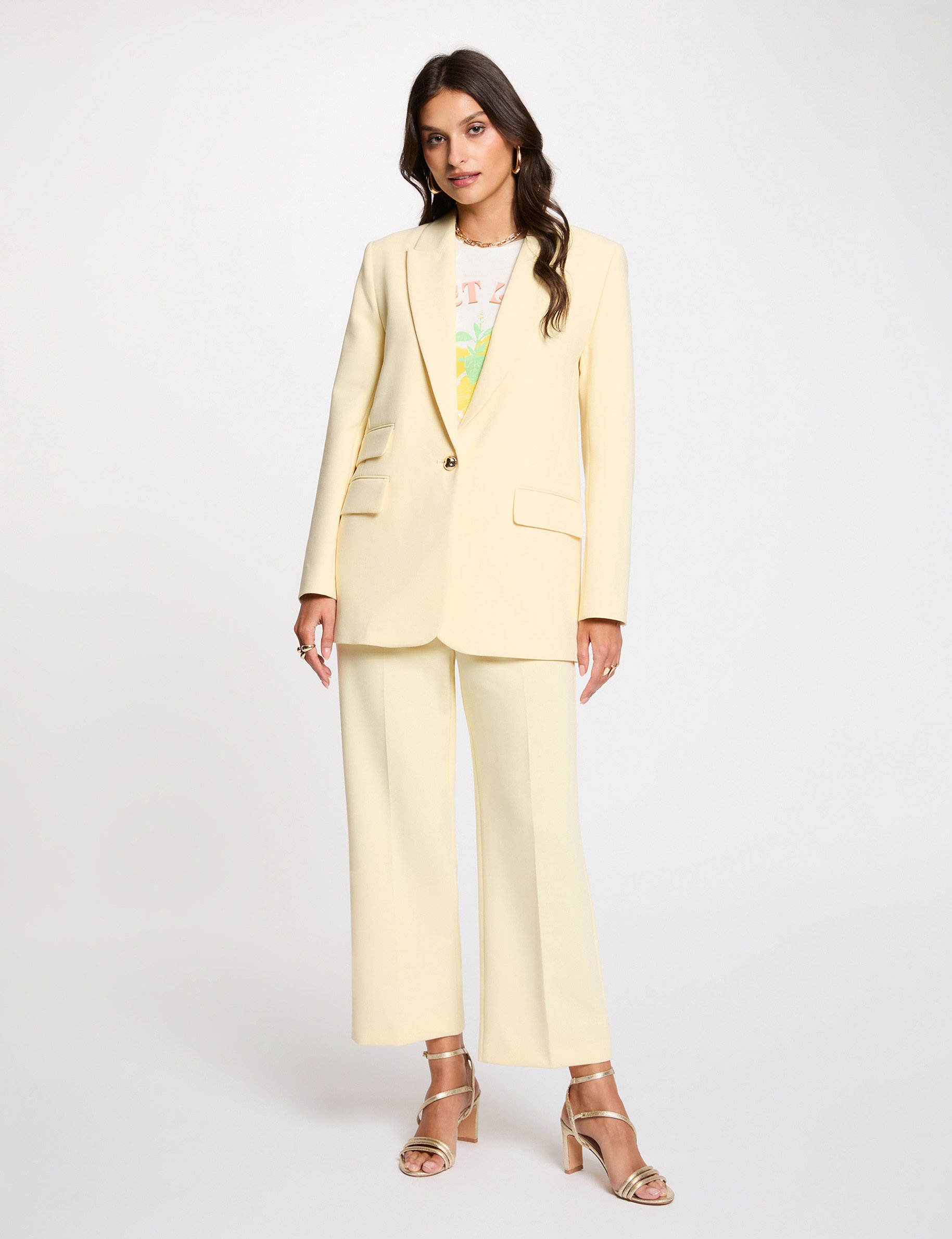 Blazer jas pastel geel vrouw
