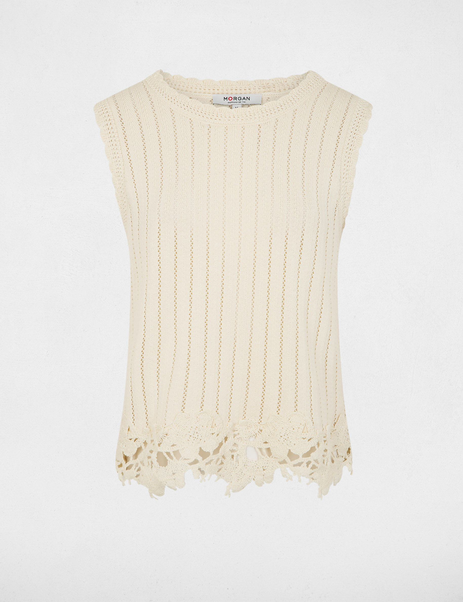 Top sans manches c&ocirc;tel&eacute; creme femme