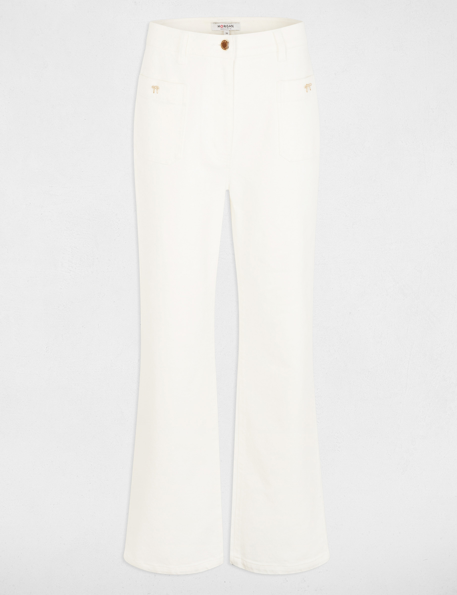 Jean large 7/8 blanc femme