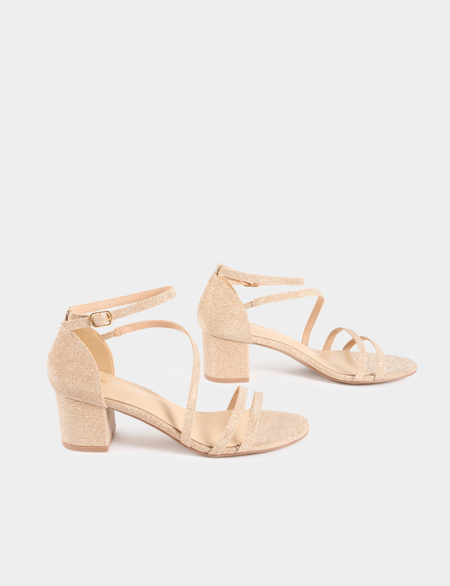 sandales a talons metallisees beige femme Sandales à talons métallisées beige femme