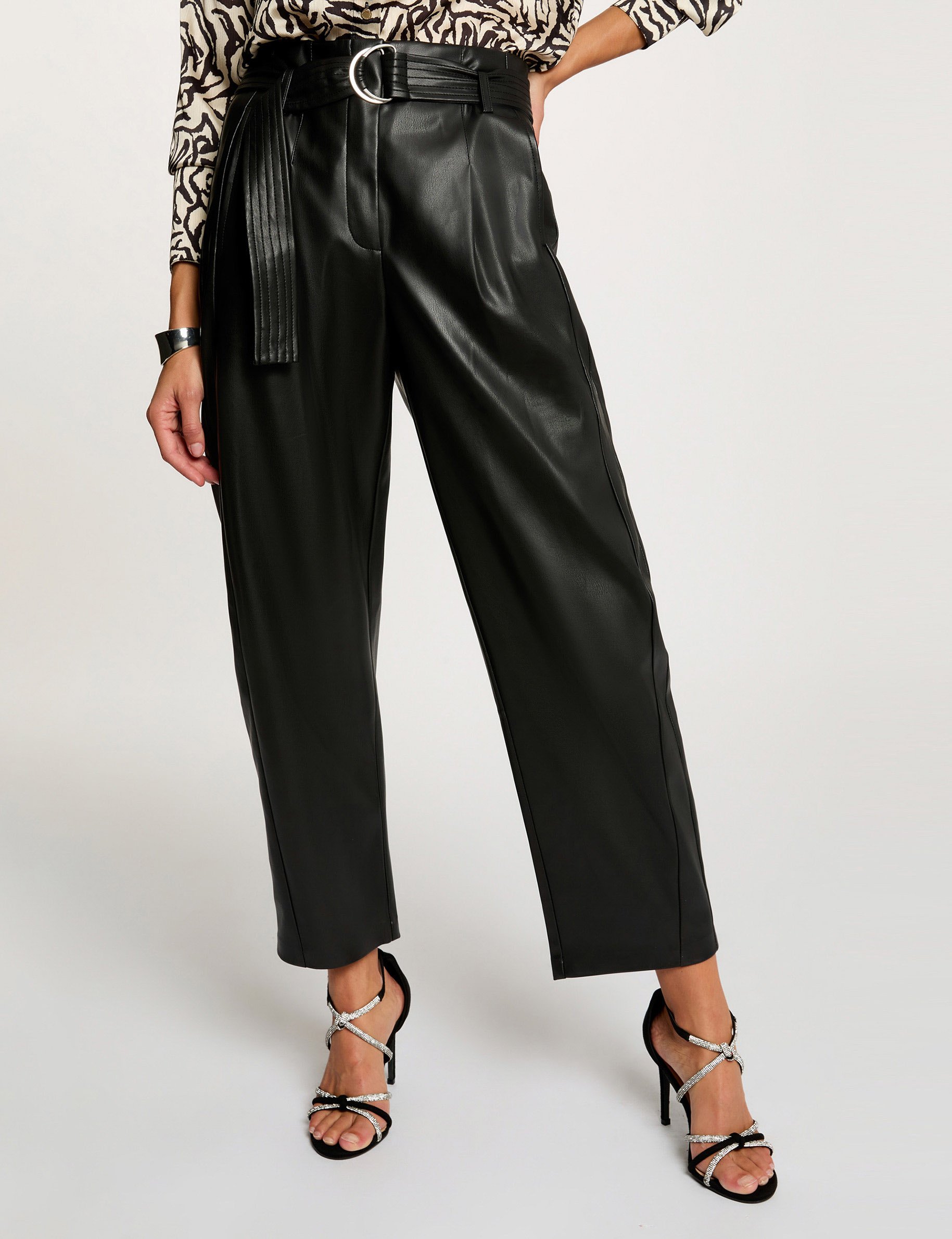 pantalon large taille haute noir femme zwart vrouw