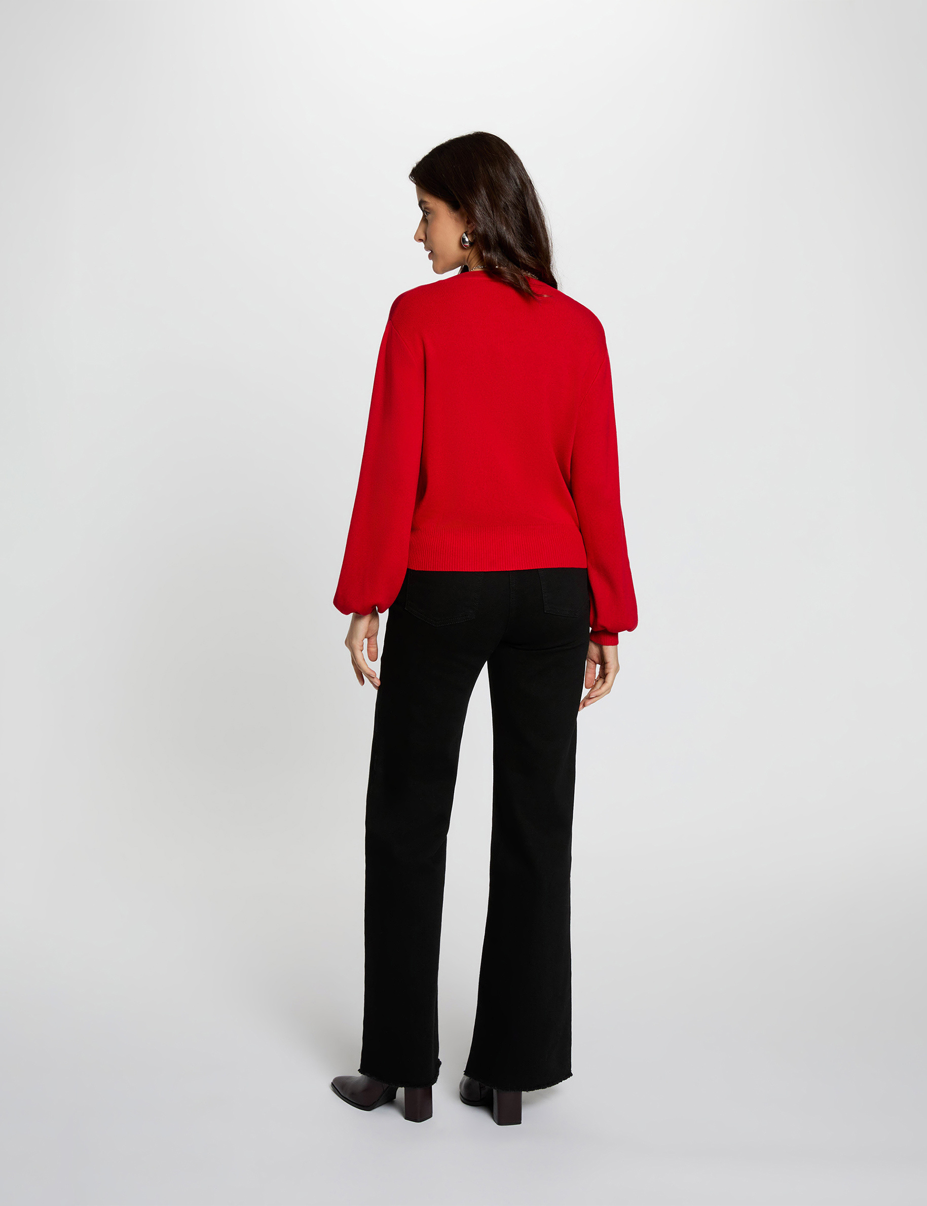 Getailleerd vest met V-hals rood vrouw