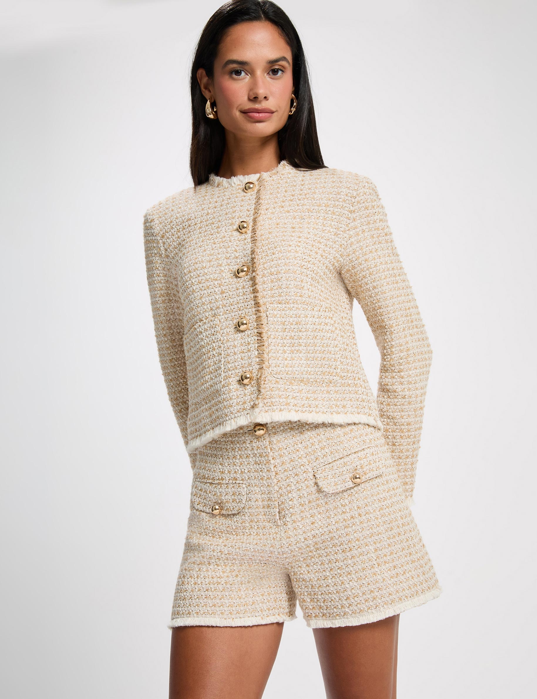 Tweed short met hoge taille meerkleurig vrouw