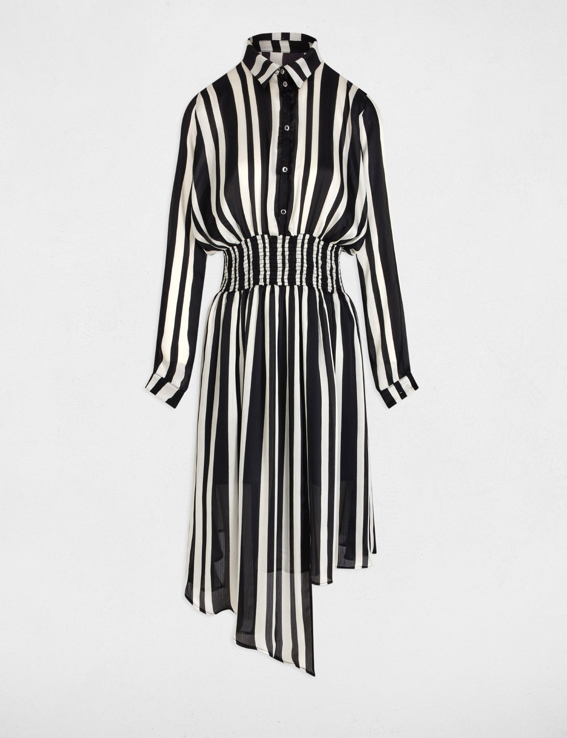 Robe droite rayée asymétrique multicolore femme