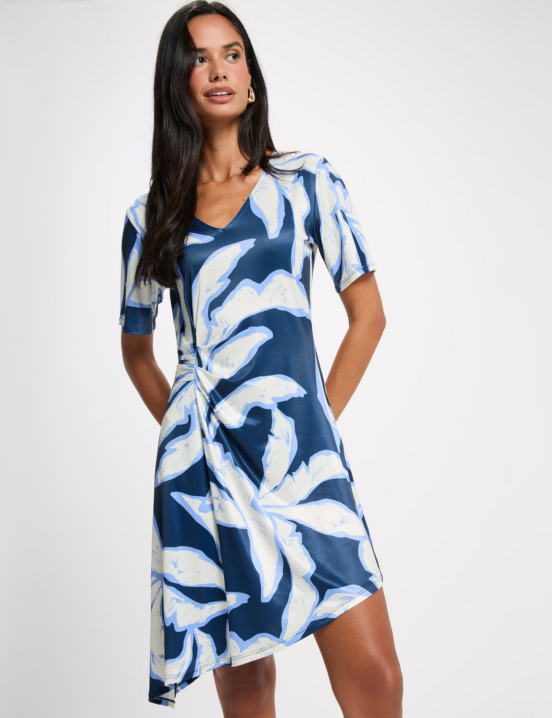 Asymmetrische jurk met print meerkleurig vrouw