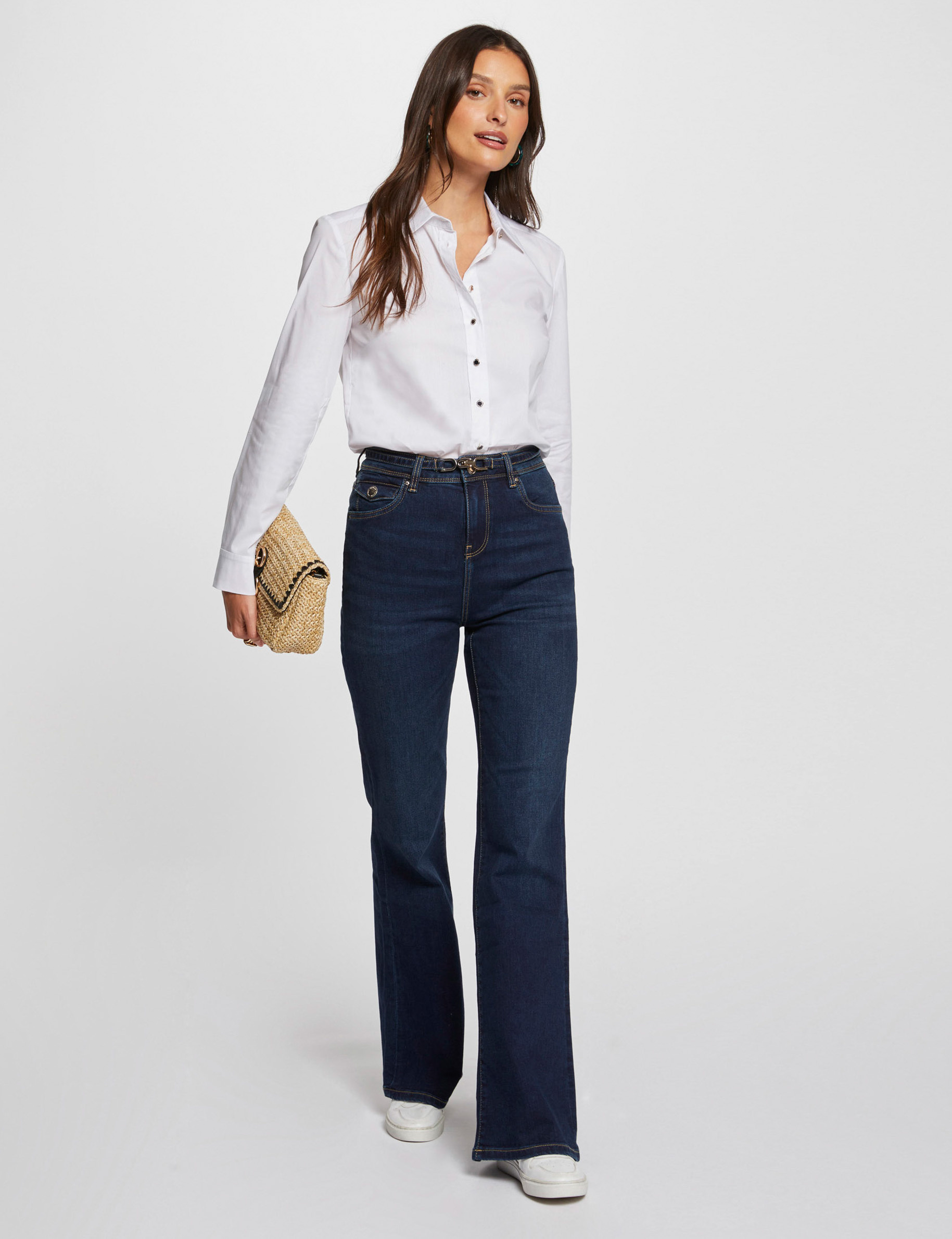 Overhemd met lange mouwen helder wit vrouw