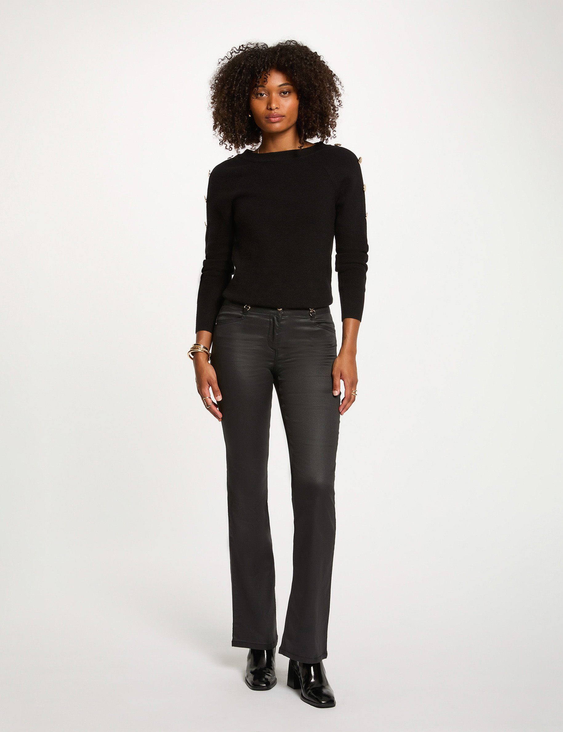 Pull col bateau noir femme