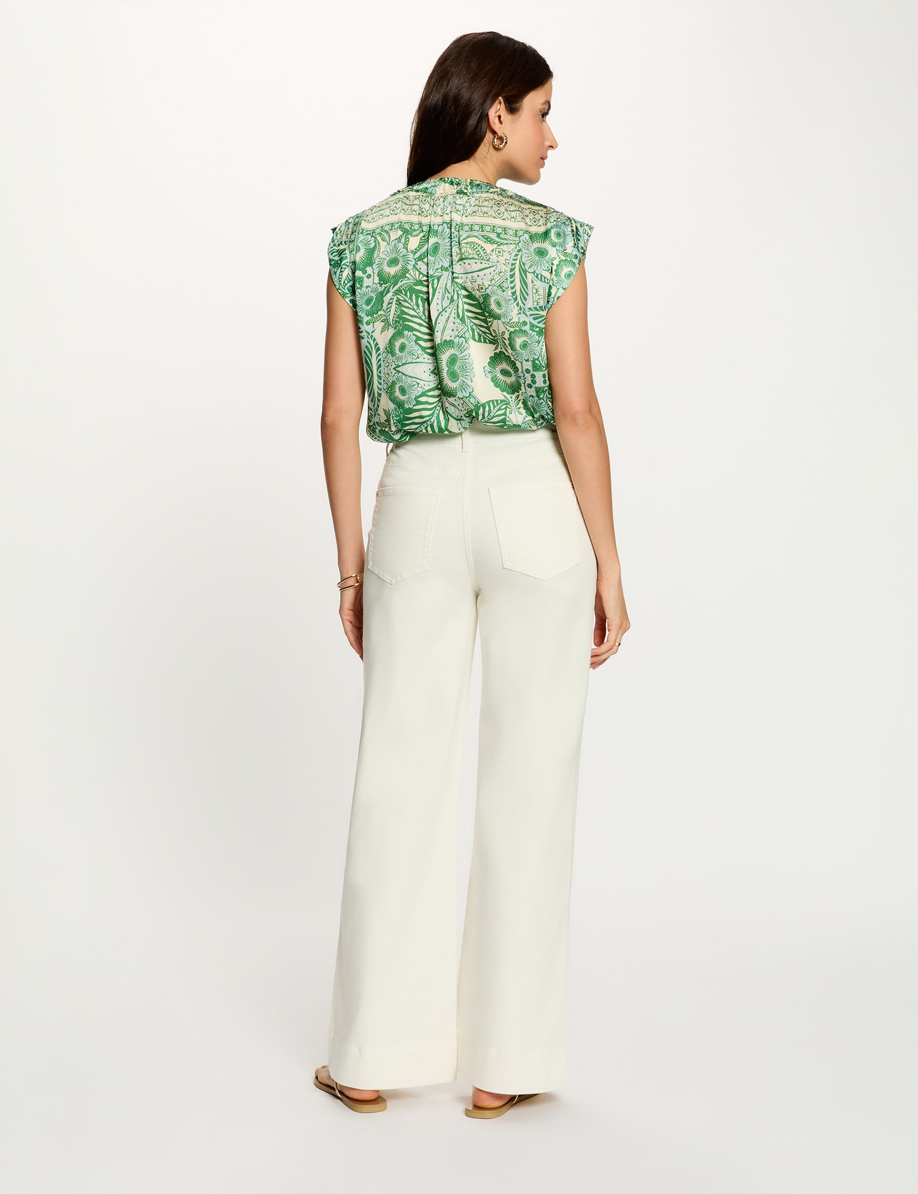 Mouwloze blouse met V-hals meerkleurig vrouw
