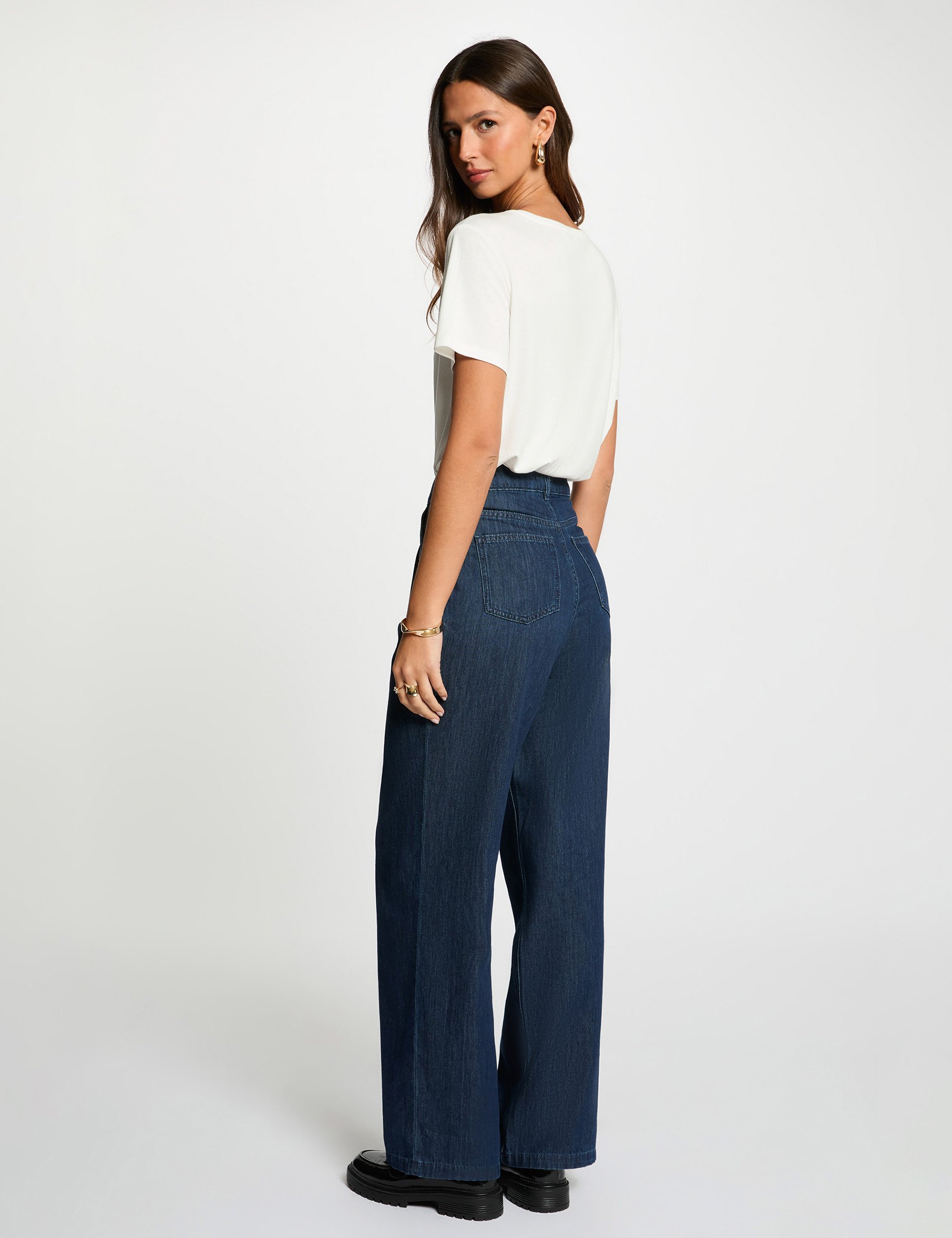 T-shirt brodé sequins blanc femme