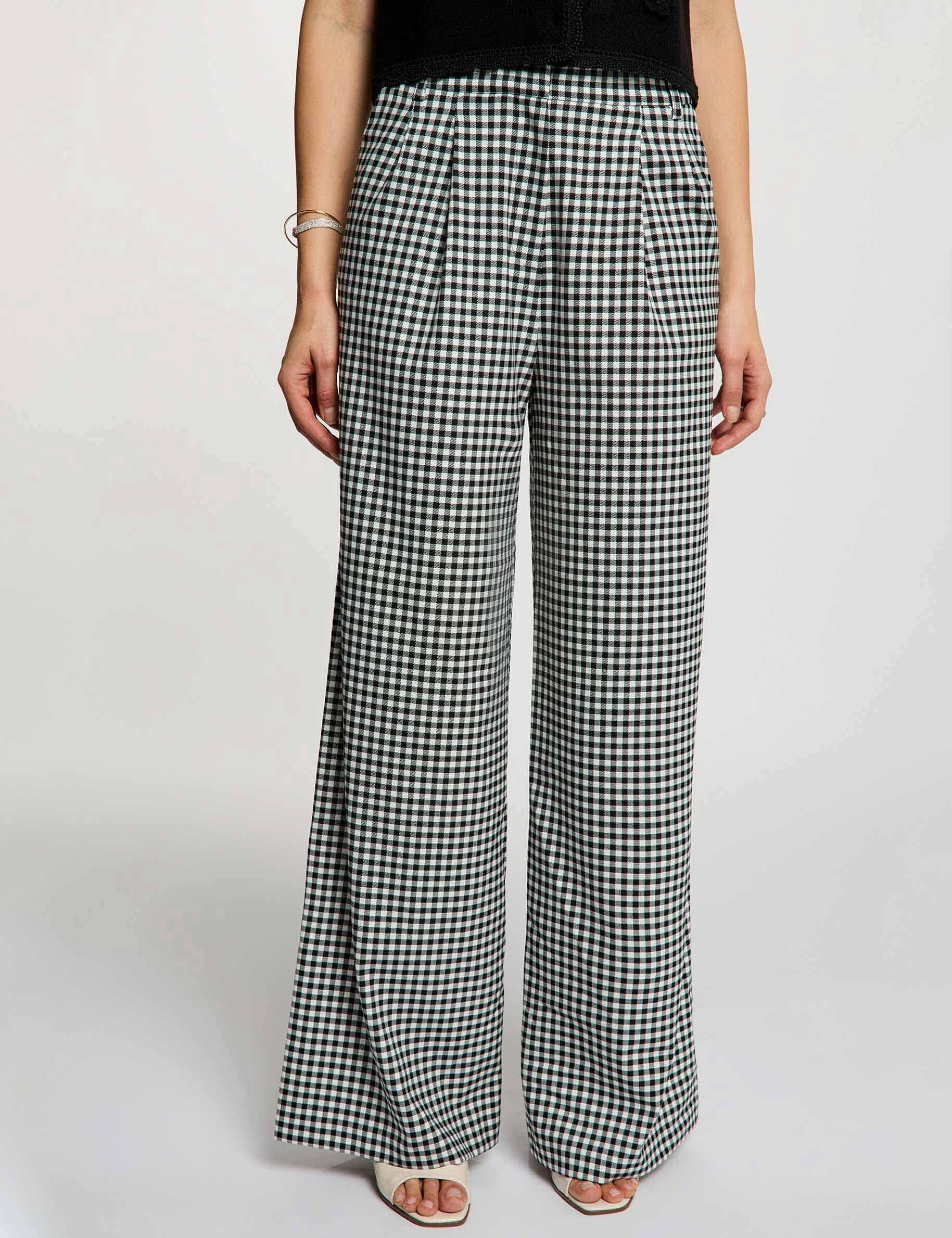 Pantalon large &agrave; plis noir femme