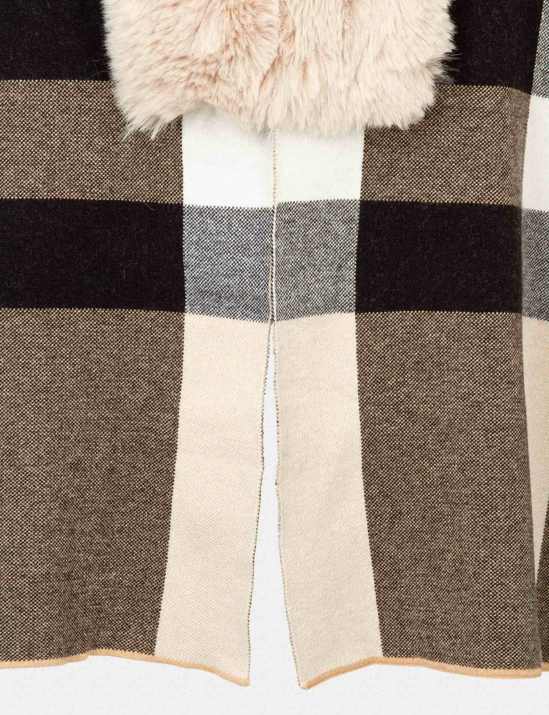 poncho a details imitation fourrure sable femme Poncho à détails imitation fourrure sable femme