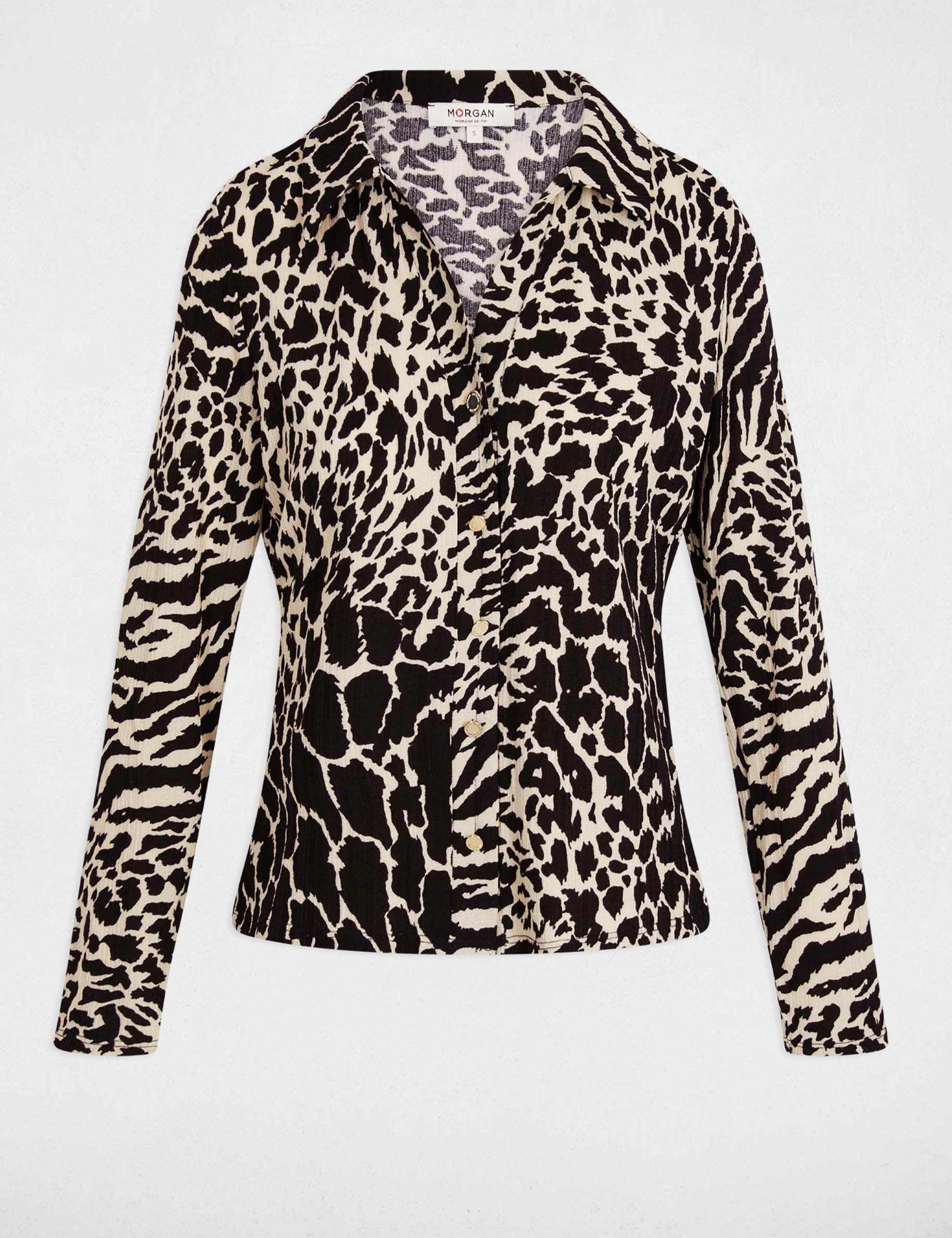 Chemise ajustée col à revers multicolore femme