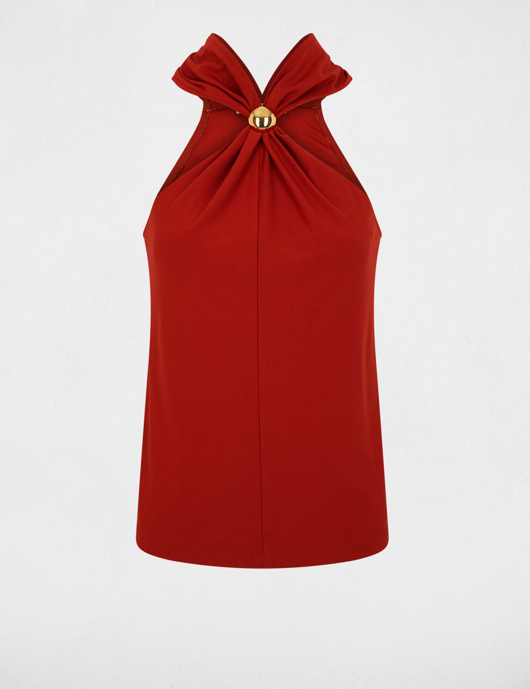 D&eacute;bardeur col montant orange fonc&eacute; femme