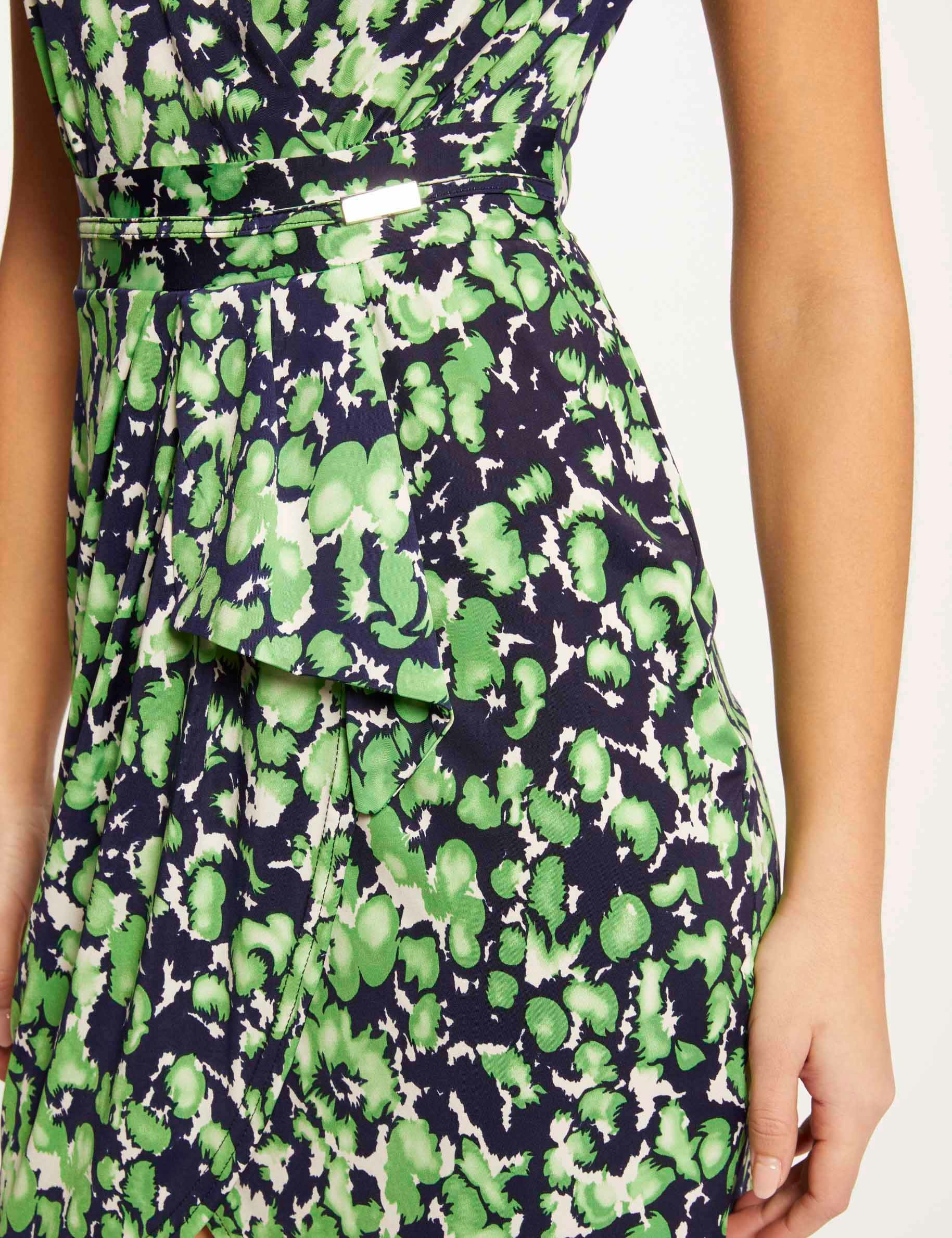 Gedrapeerde jurk met abstracte print groen vrouw