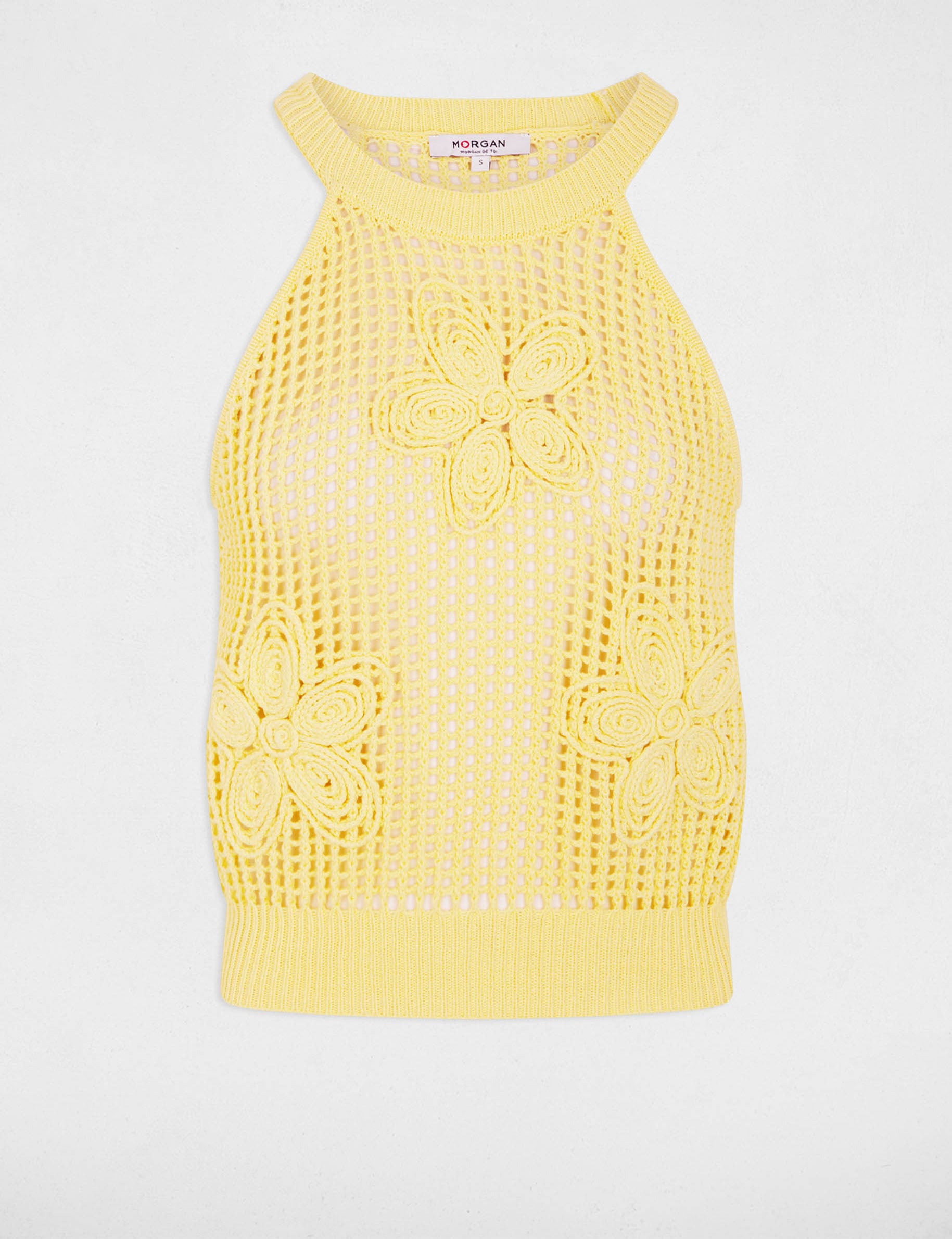 Debardeur ajust&eacute; col rond jaune clair femme