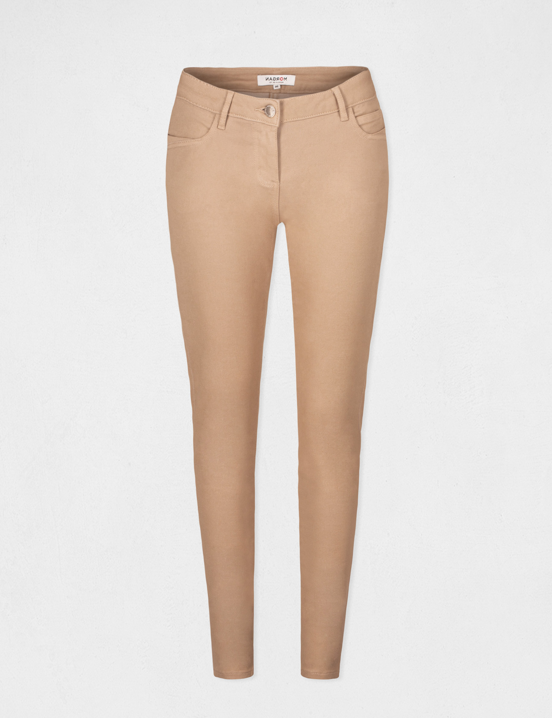 Skinny jeans met lage taille zand vrouw