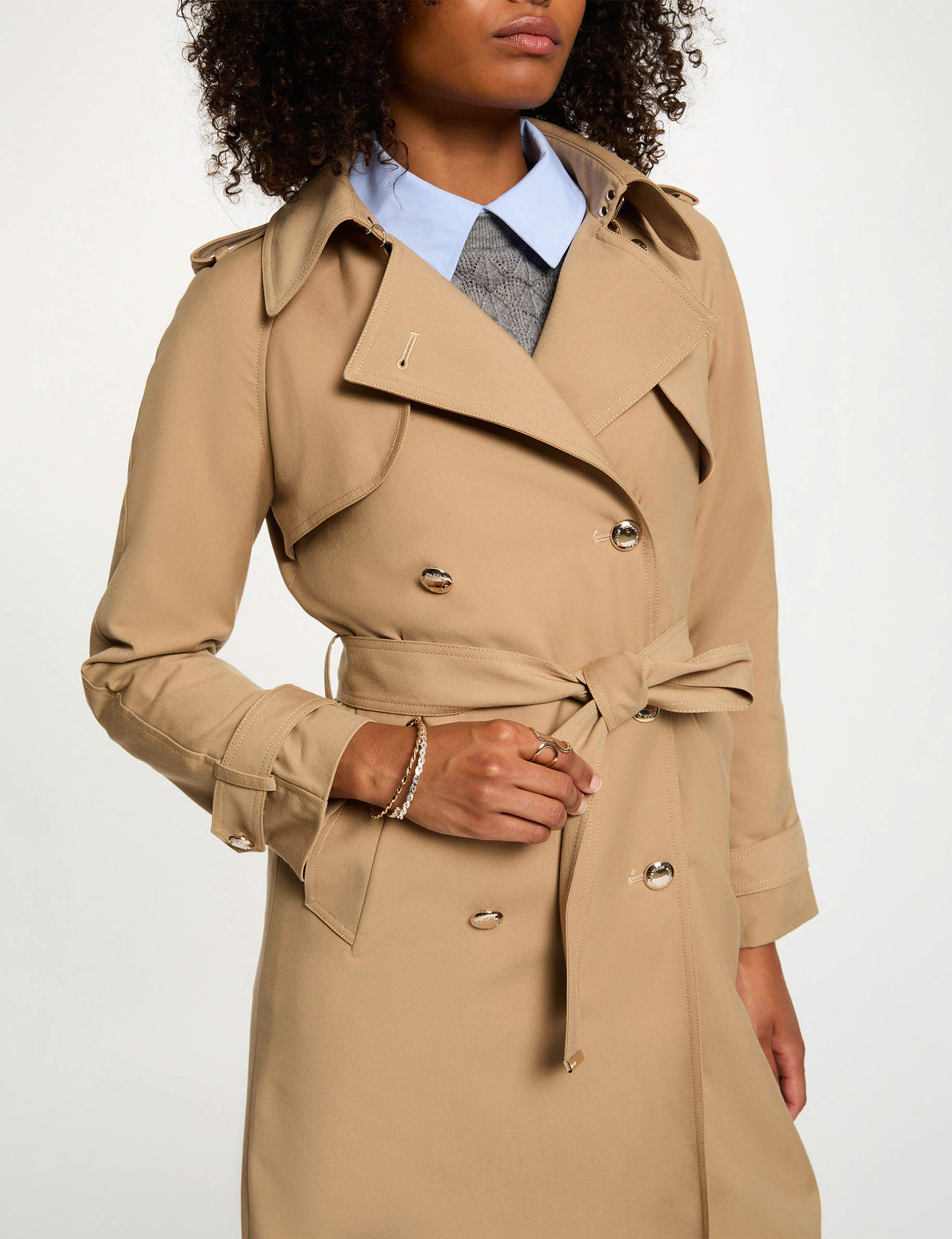 trench long col tailleur beige femme beige vrouw
