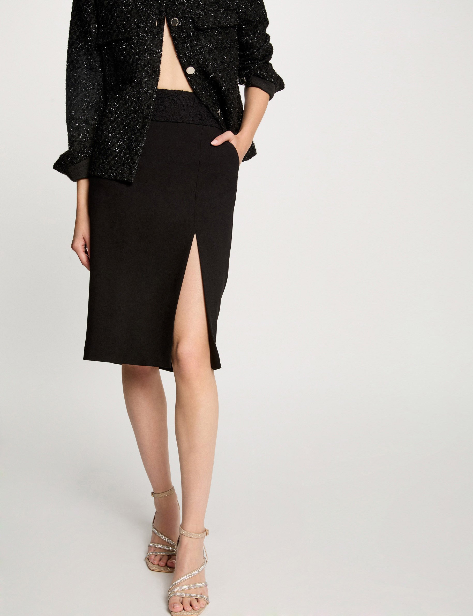 kokerrok met kant taille zwart vrouw Kokerrok met kant taille zwart vrouw