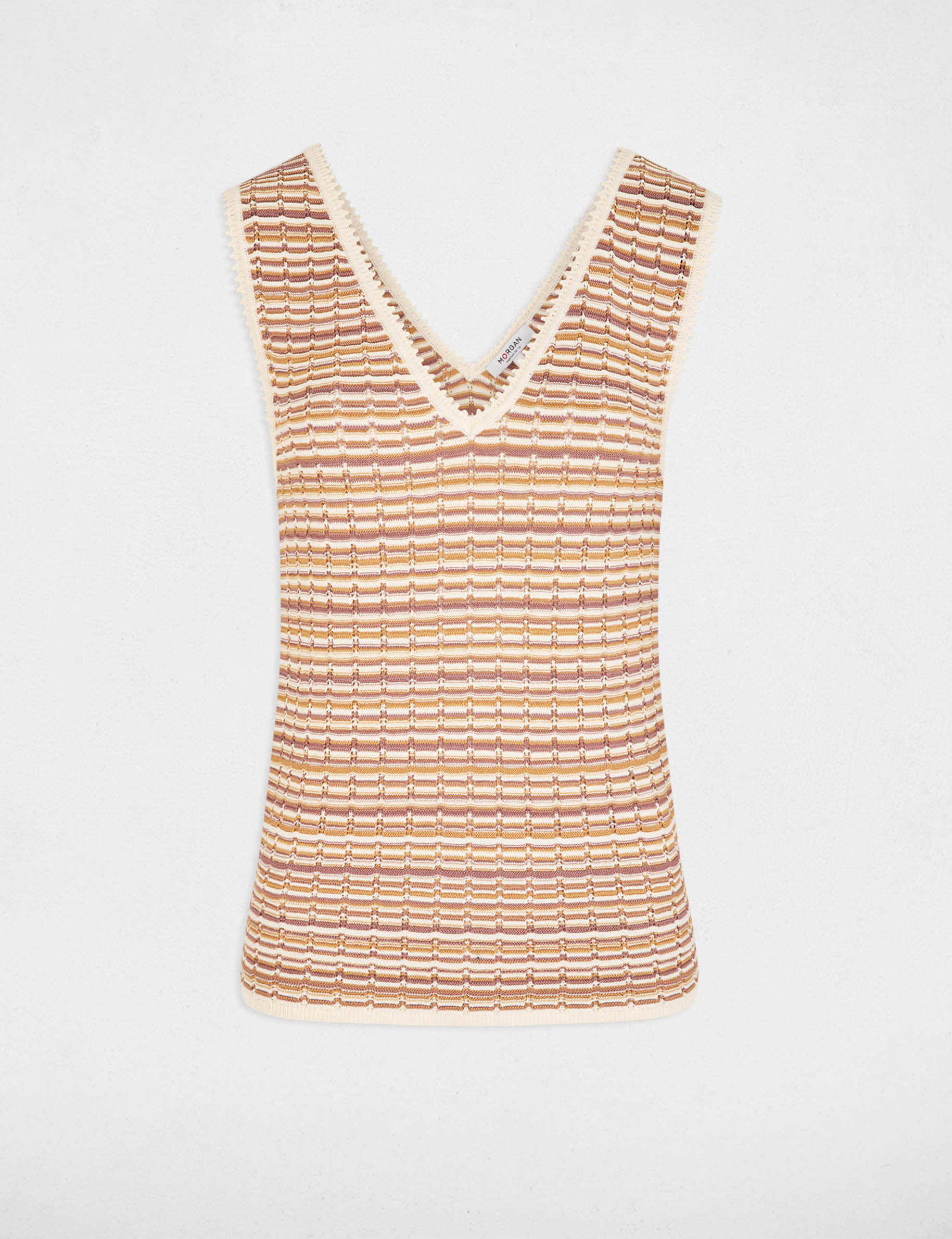 Getailleerde V-hals trui beige vrouw