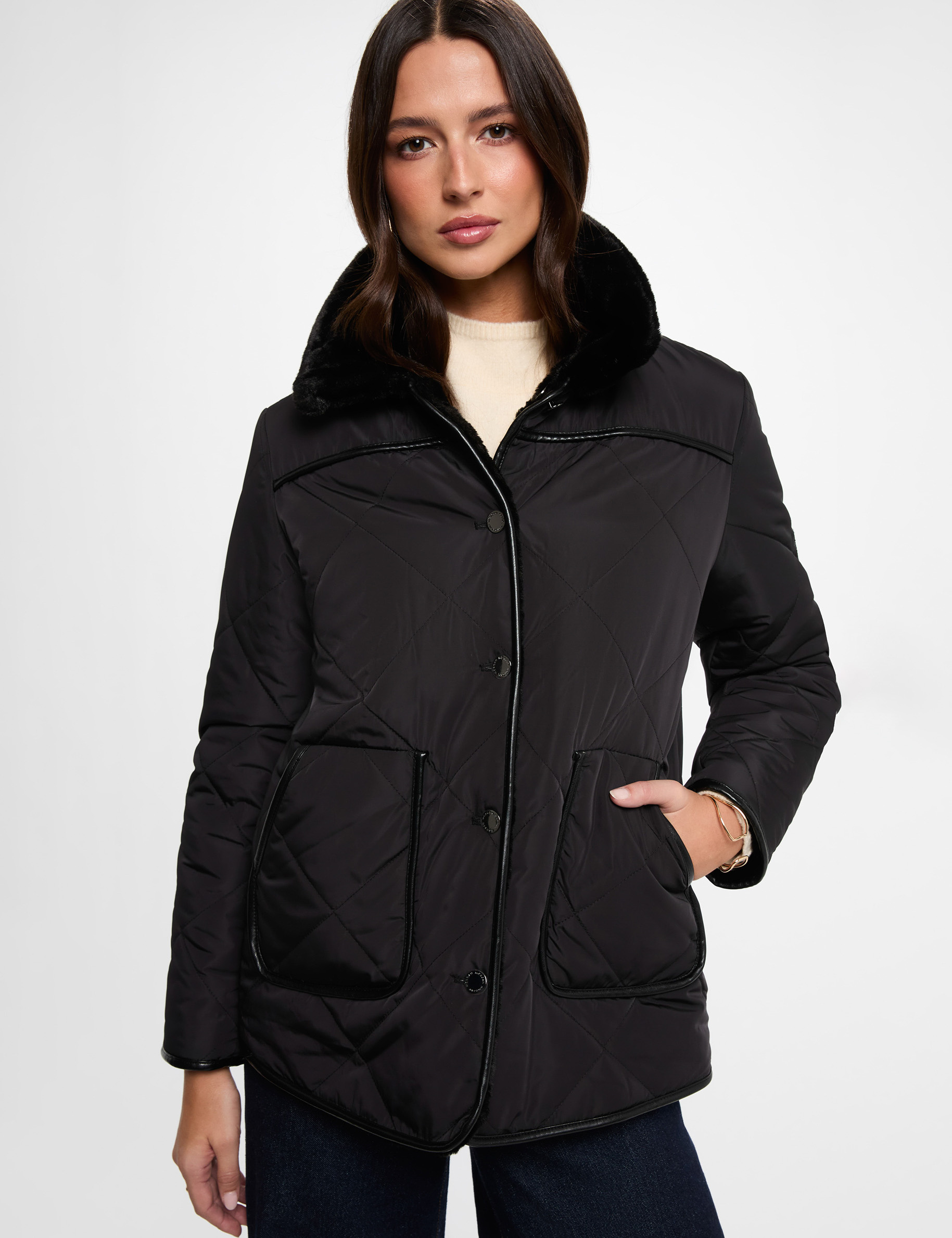 Doudoune r&eacute;versible noir femme