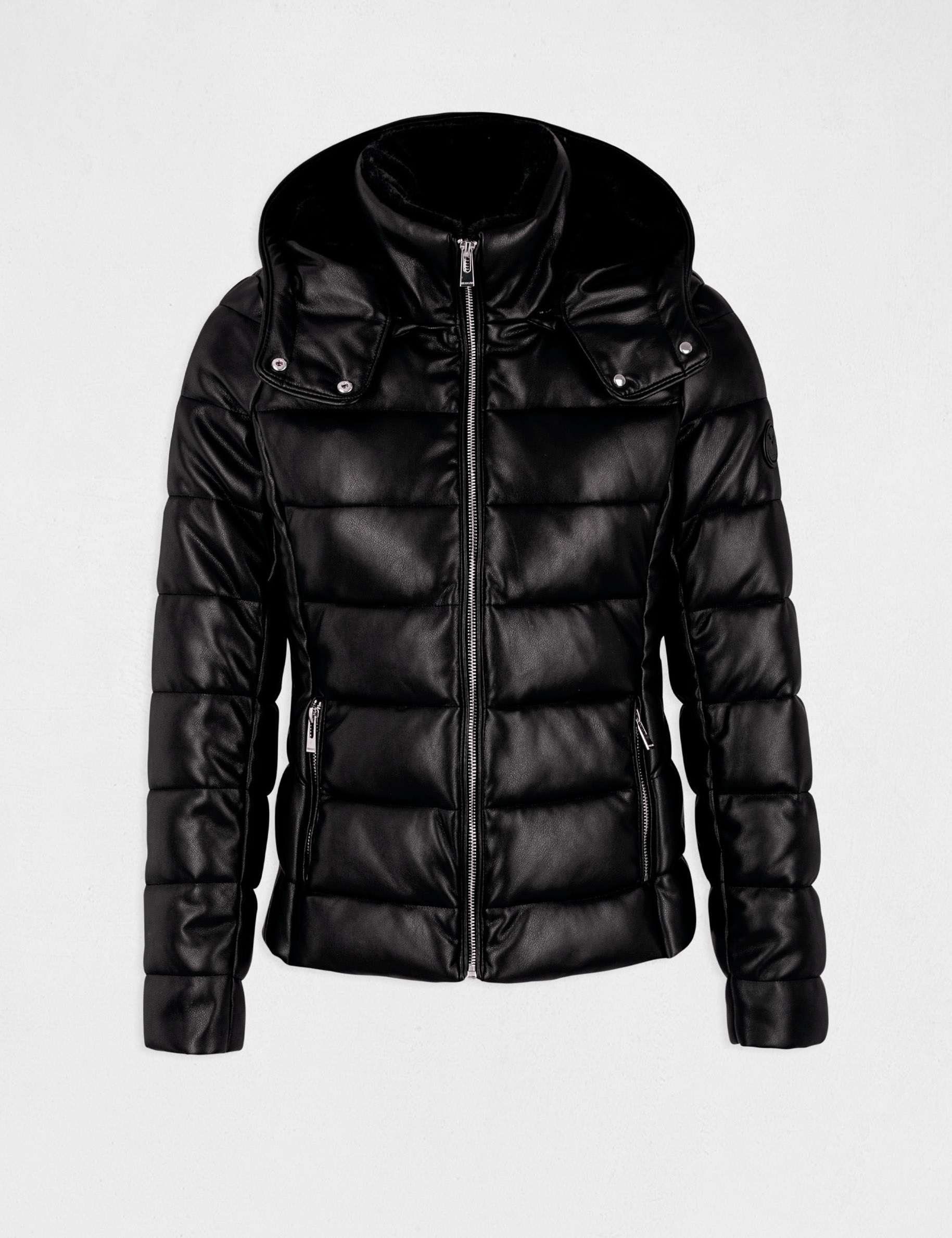 doudoune droite a capuche noir femme Doudoune droite à capuche noir femme