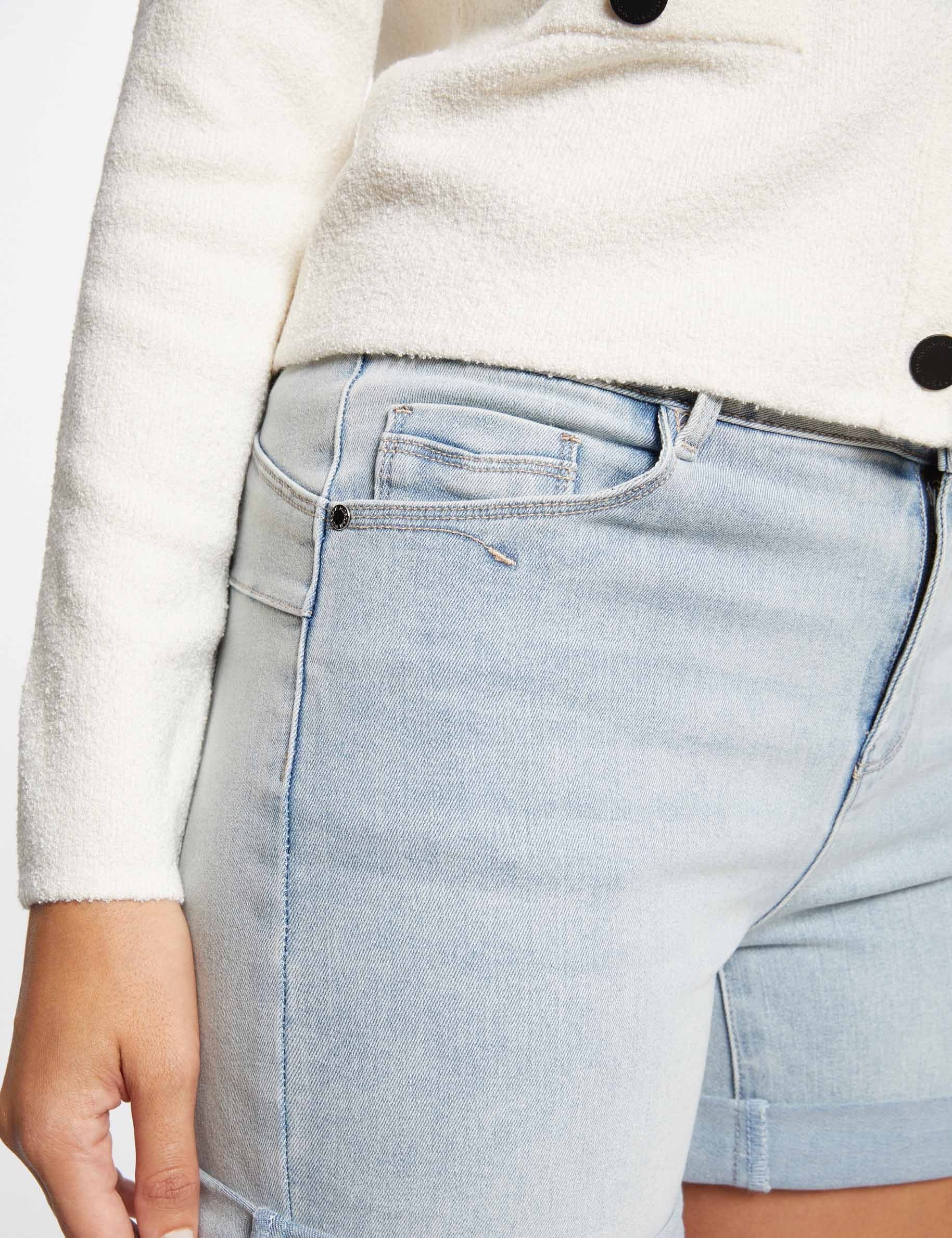 Rechte denim short gebleekt denim vrouw