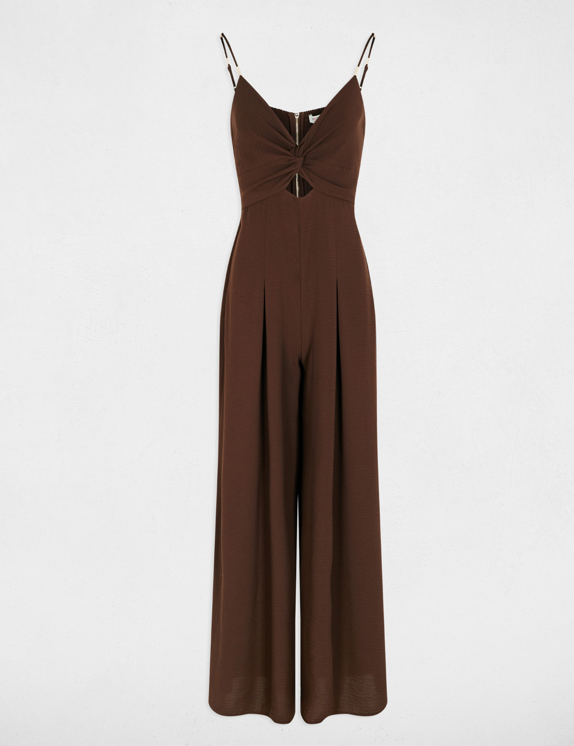 Combinaison large col v marron fonc&eacute; femme